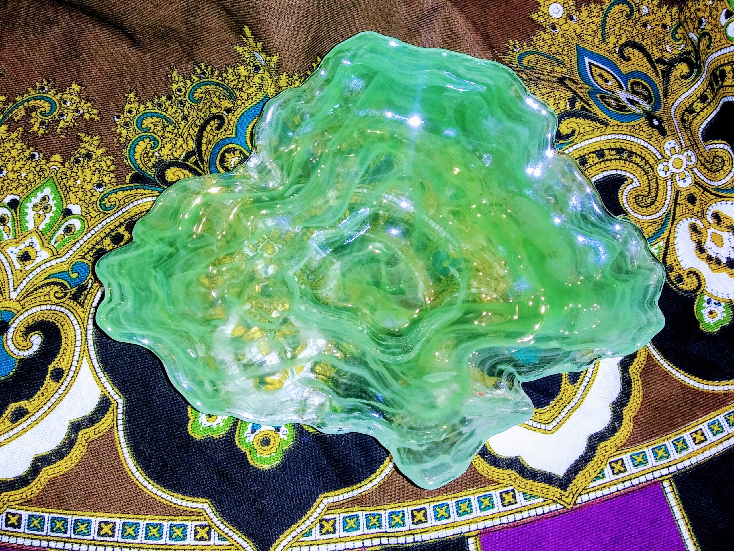 Green Blown Glass Dish