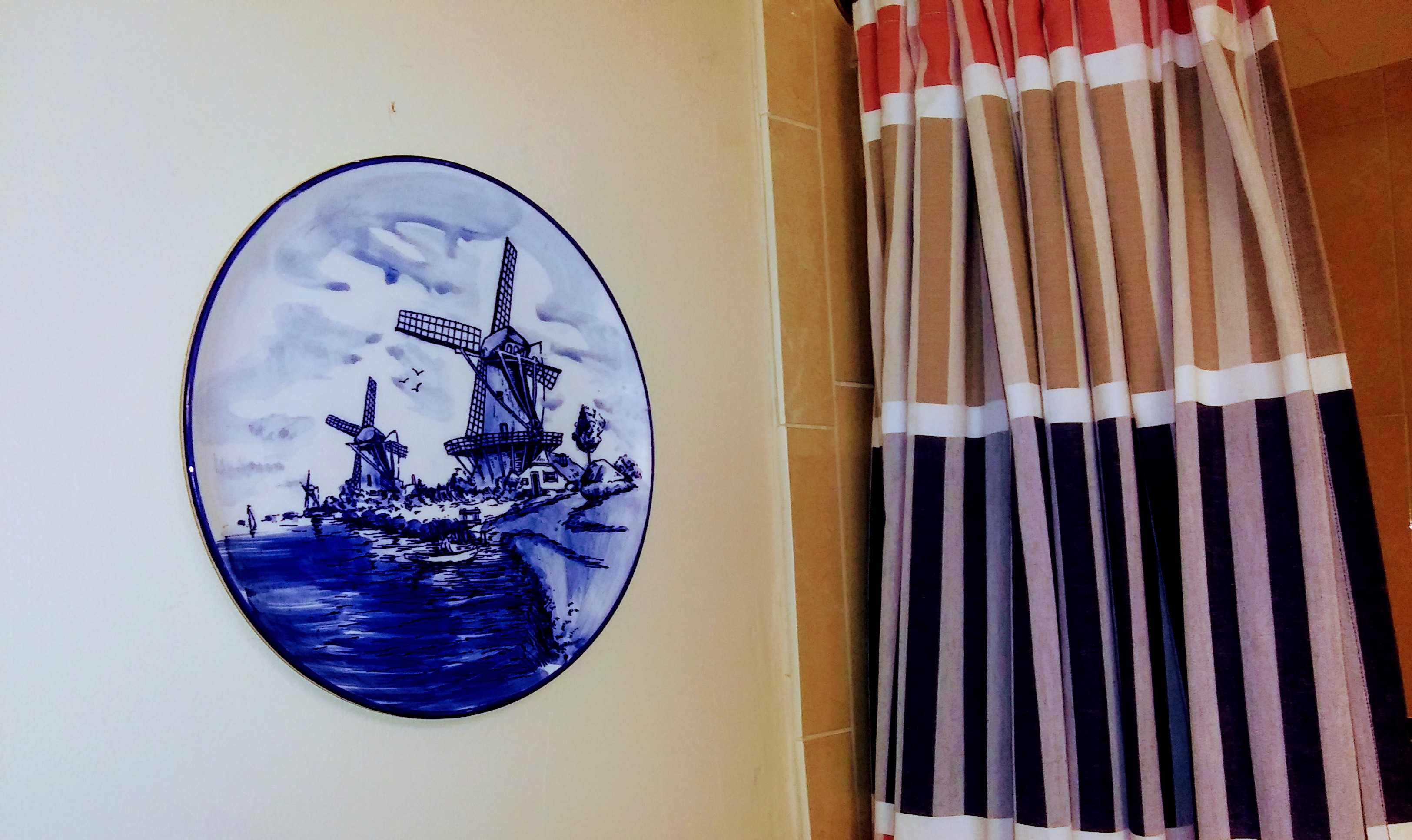 Blue  and White Windmill Hanging Plate