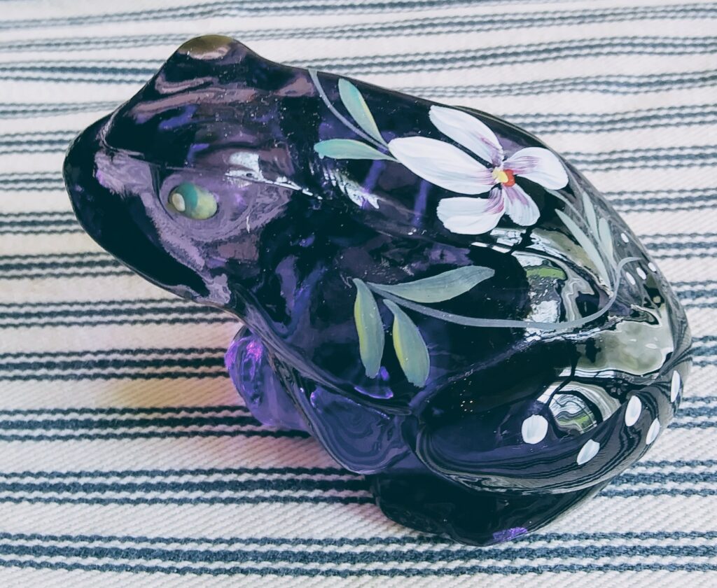 Glass Blue Frog Figurine