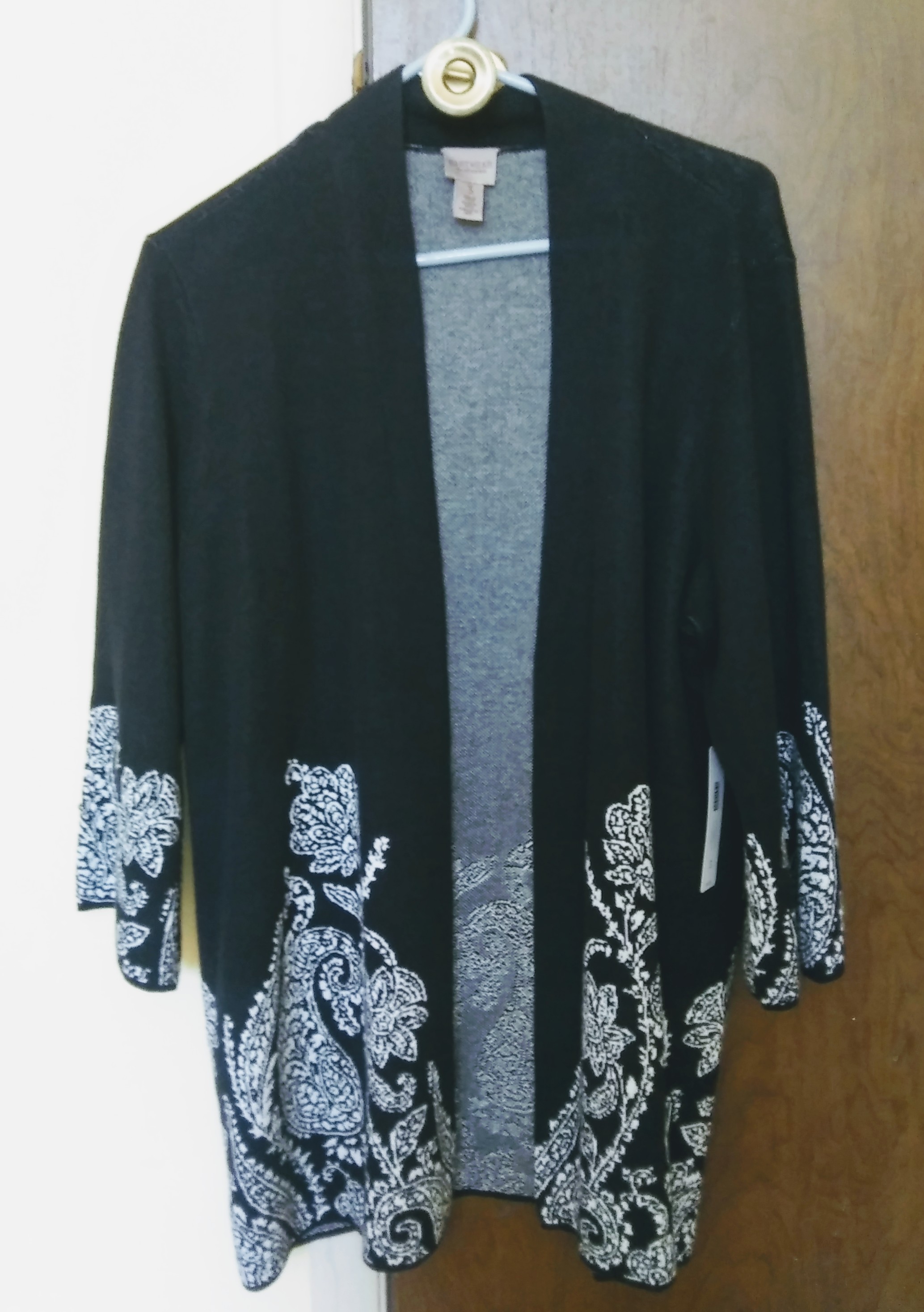 Black Tunic Sweater with a White Border