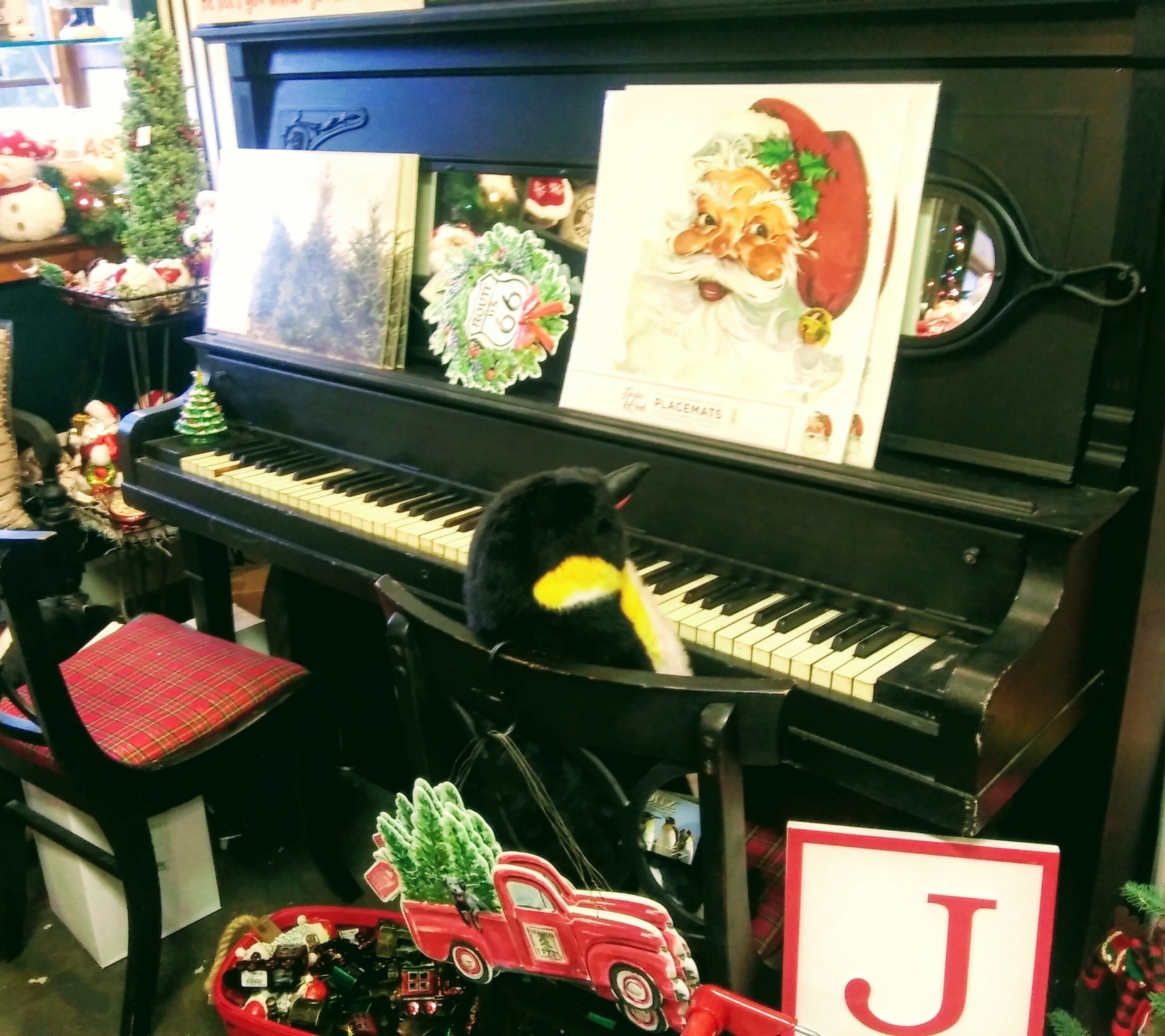 Vintage Piano used in Christmas Decor