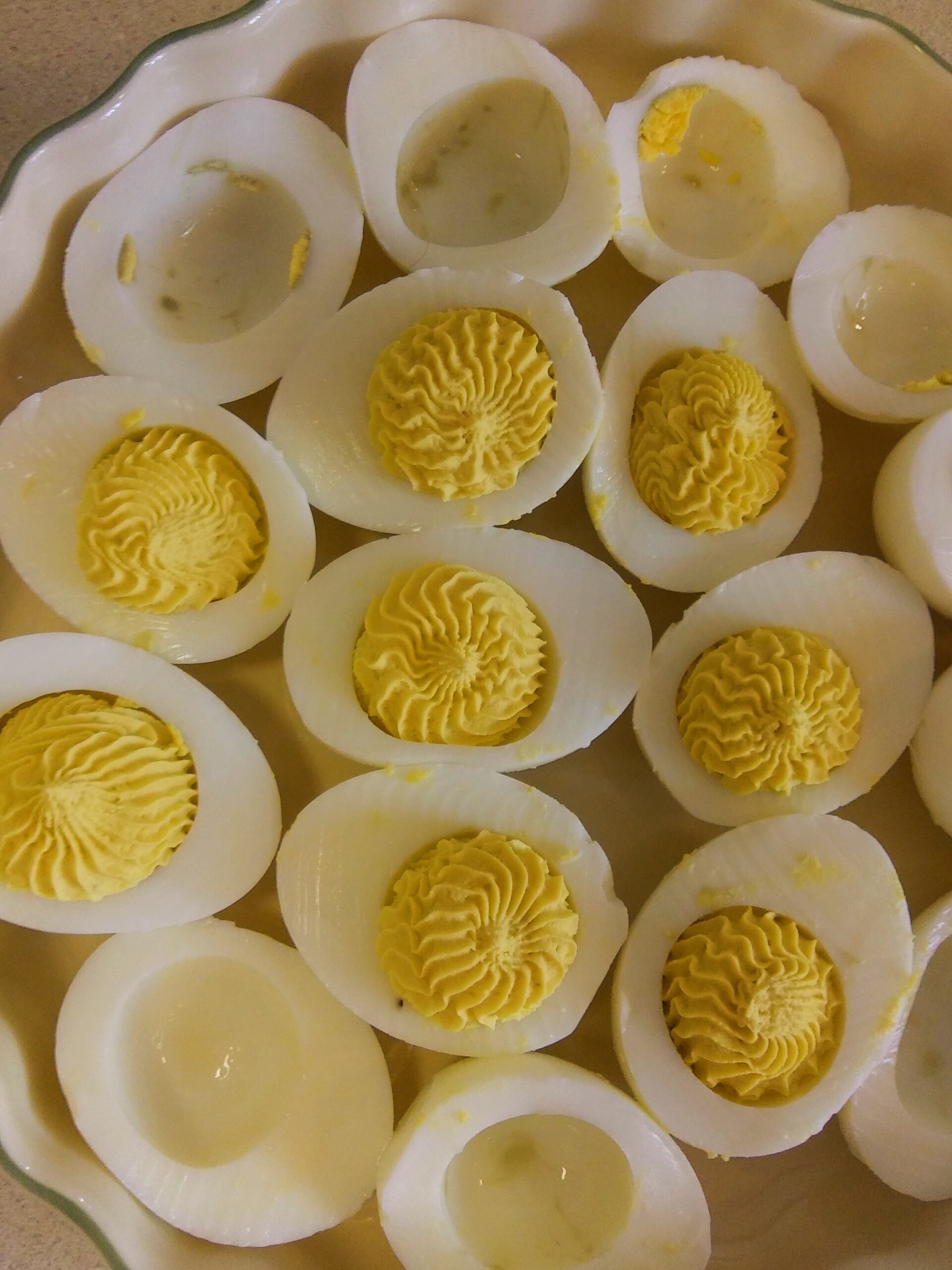 Fill up the egg whites using a pastry tip.