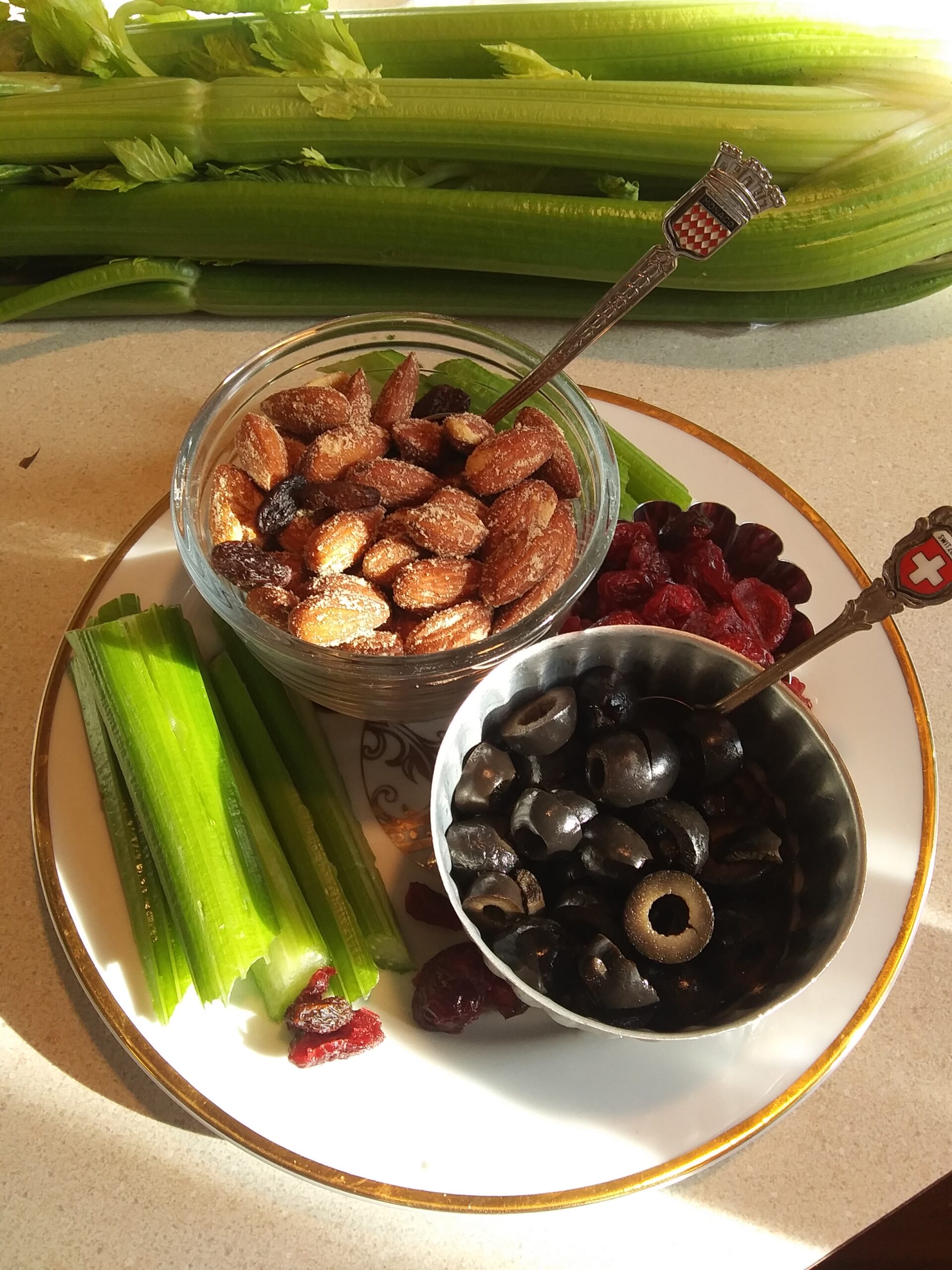 Relish Dish with Almonds and Black Olives