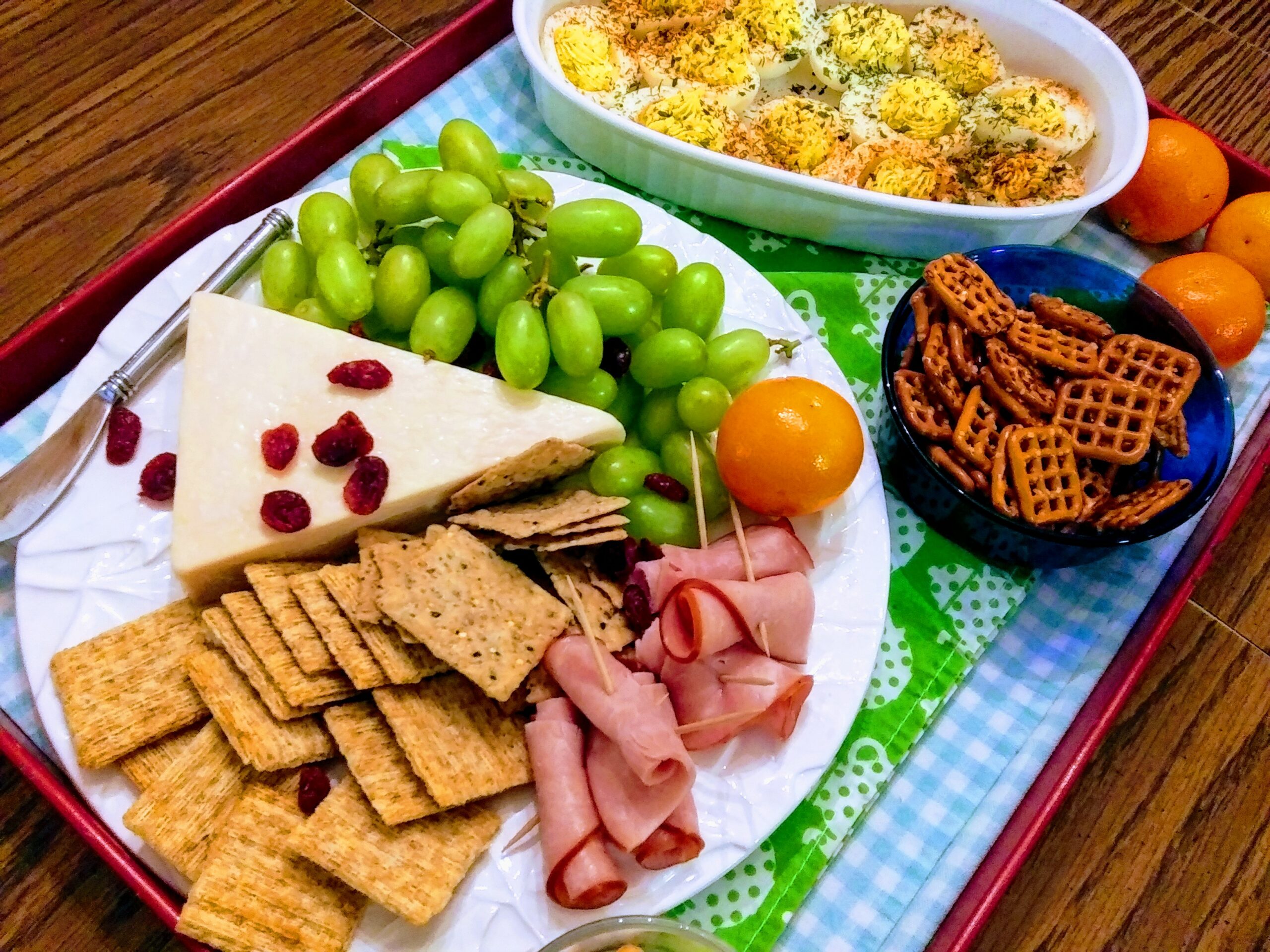 Cheese, Crackers and Fruit Snack