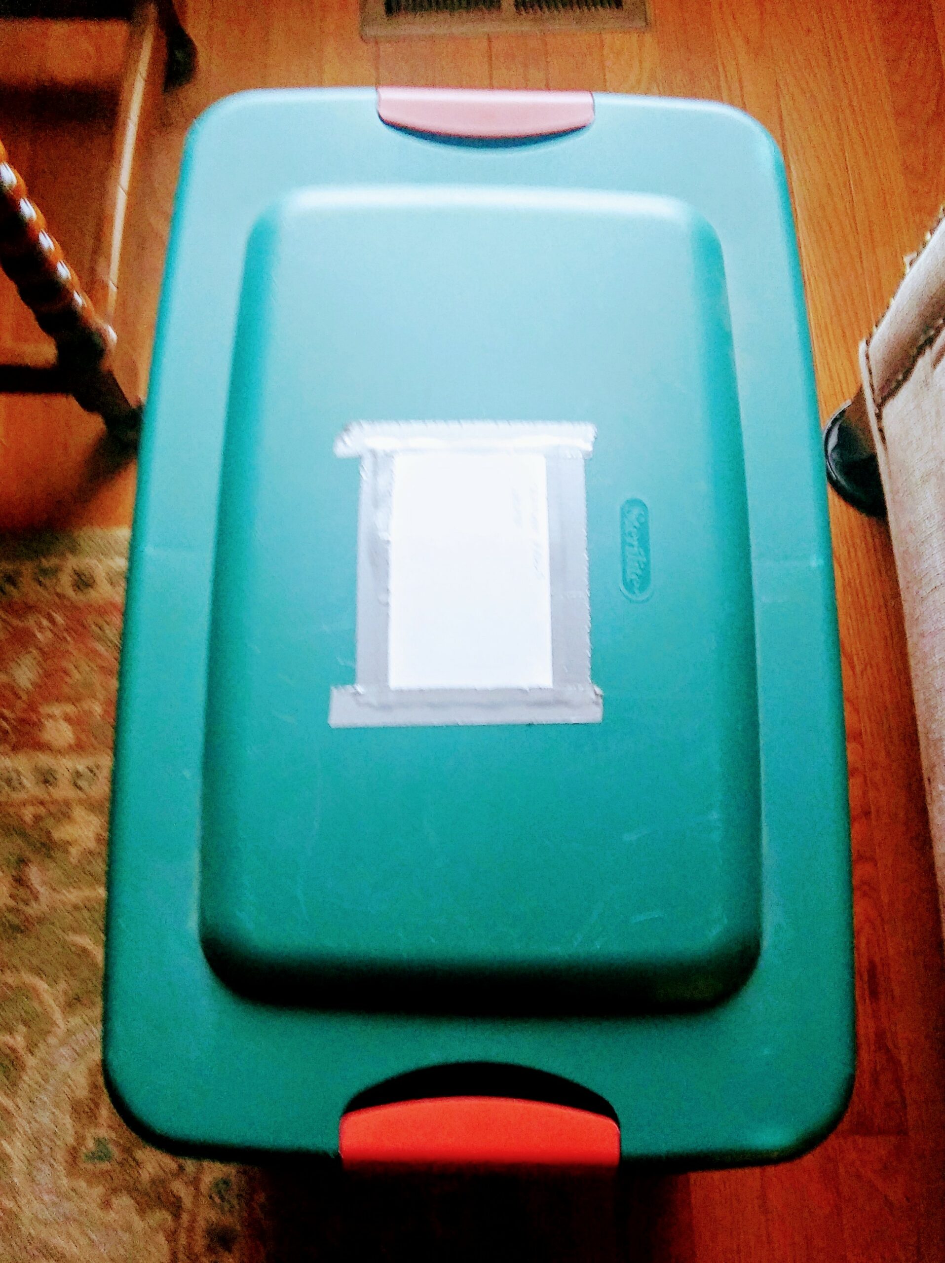 Labeled Large Plastic Storage Bin