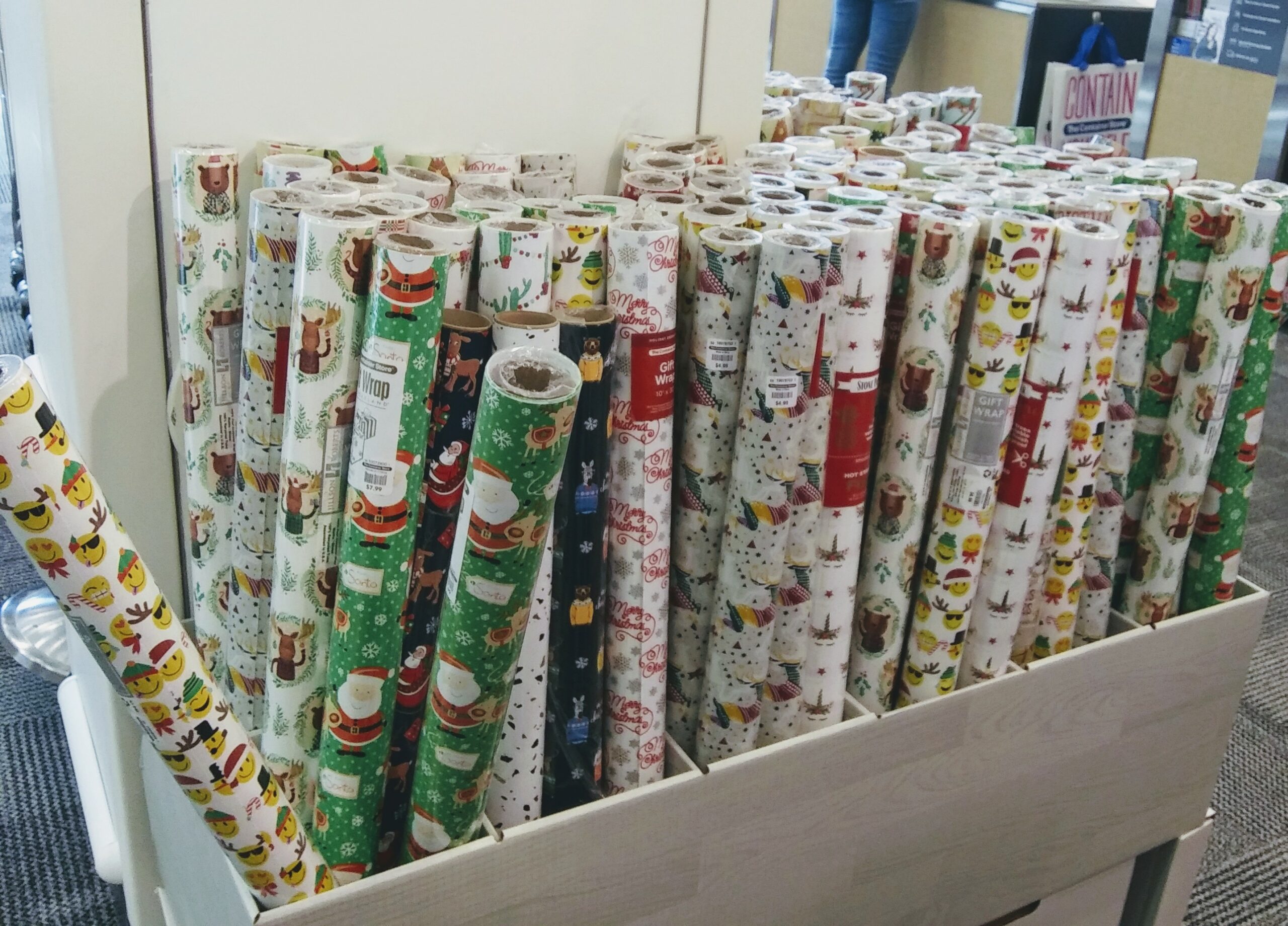 Rolls of Holiday Wrapping Paper on Sale