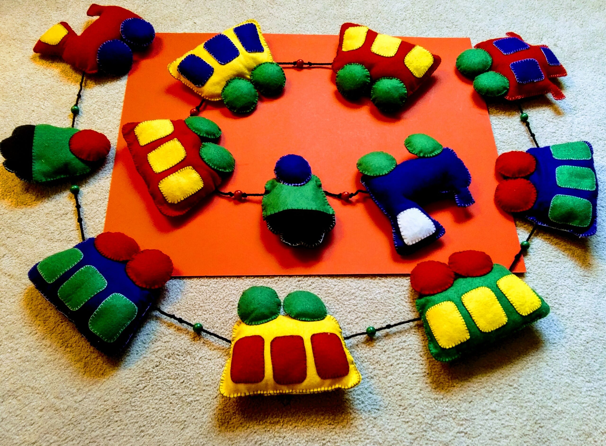 Two Strands of Felt Choo Choo Trains