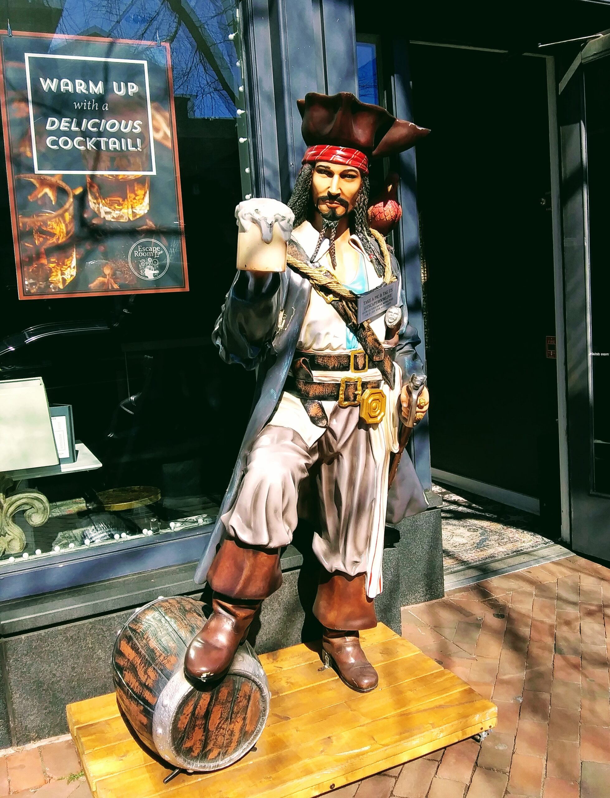 Life Size Pirate Figure on Sidewalk