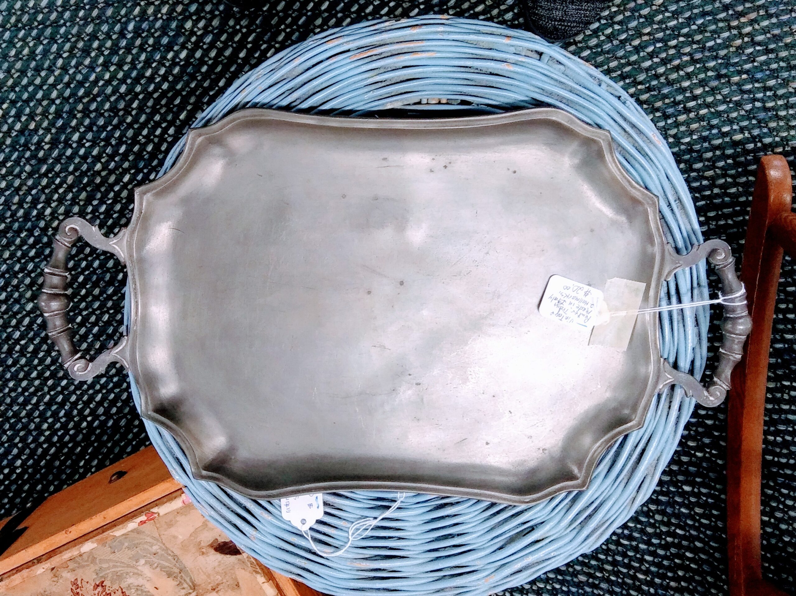 vintage Italian Pewter Tray with two marks