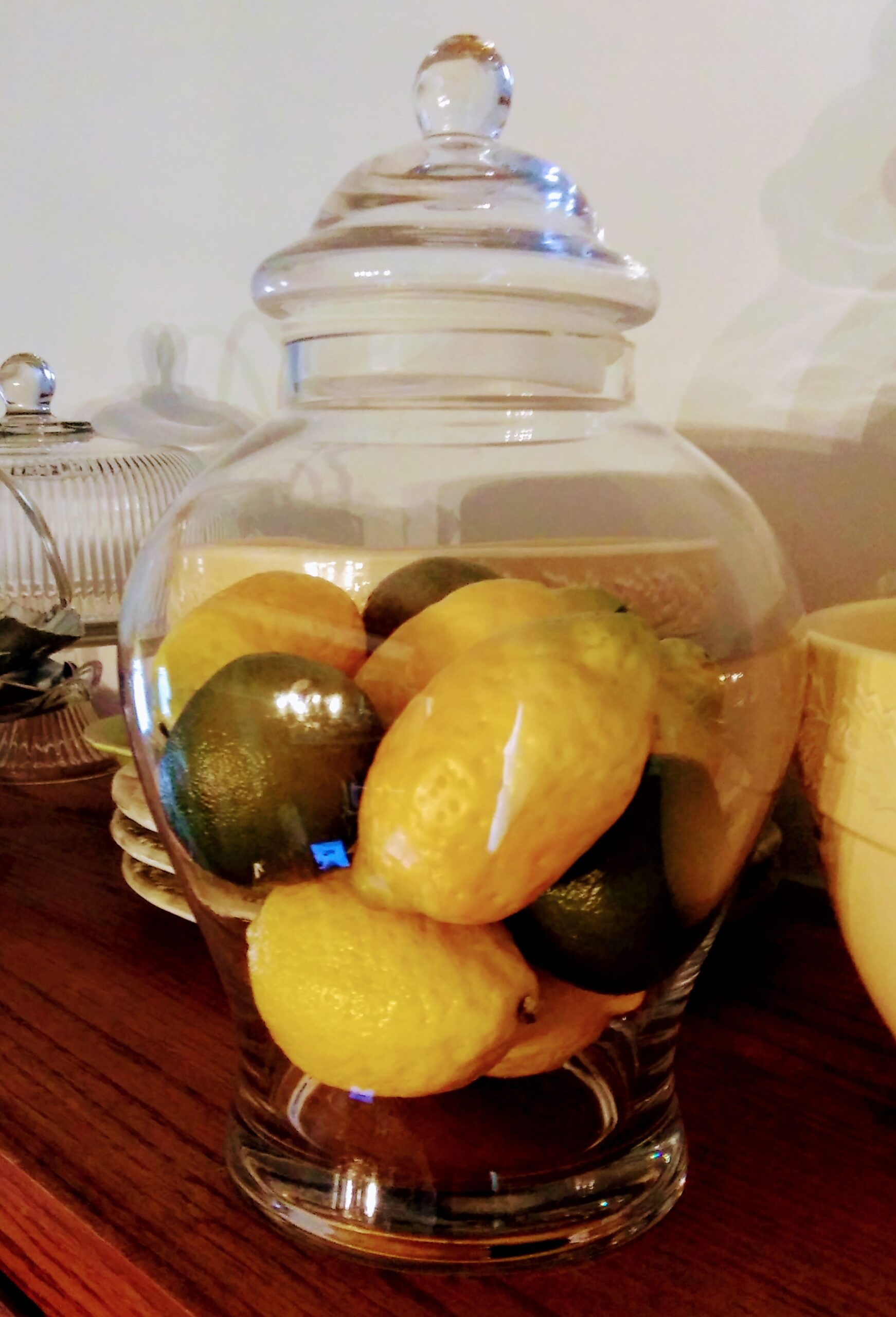 Glass Jar of Faux Lemons and Limes