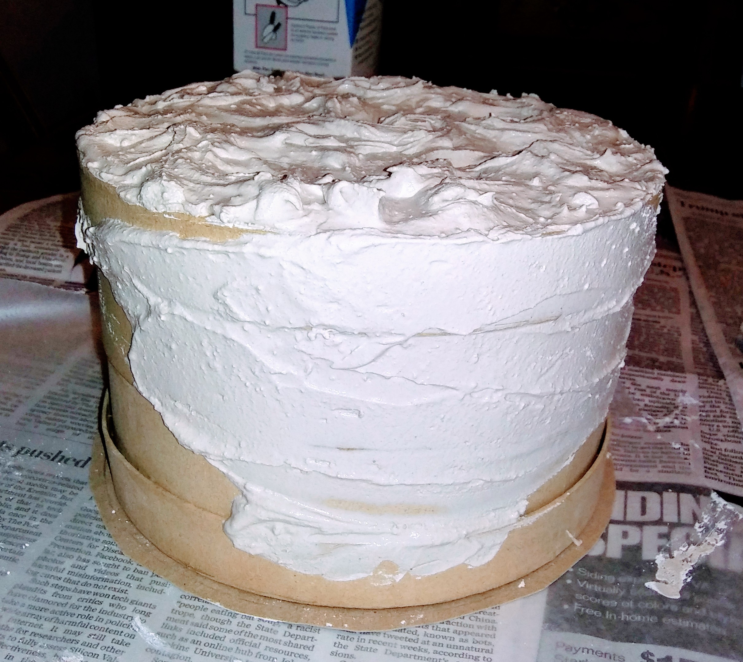 Icing sides of Faux Cake