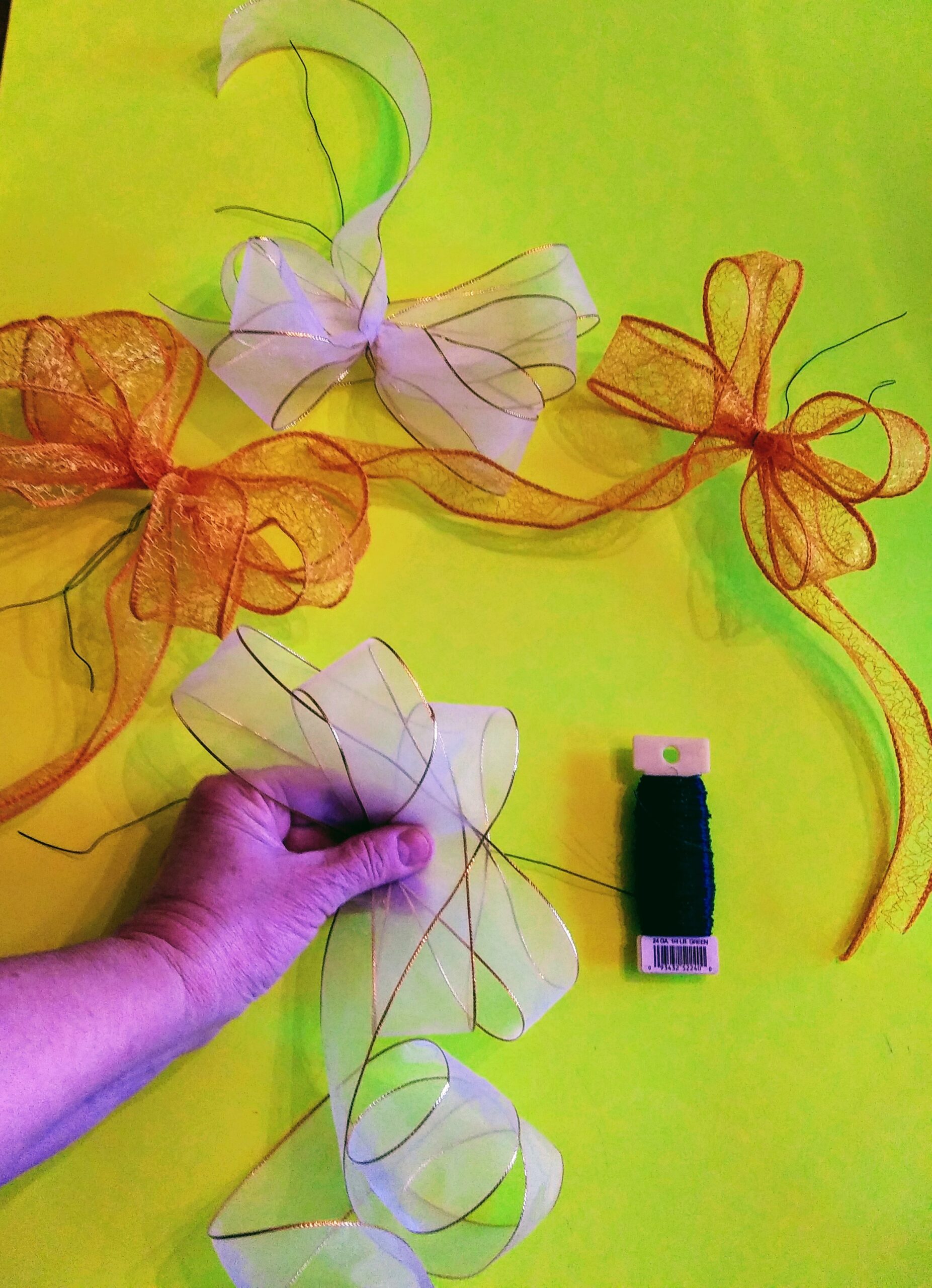 Making White and Orange Bows