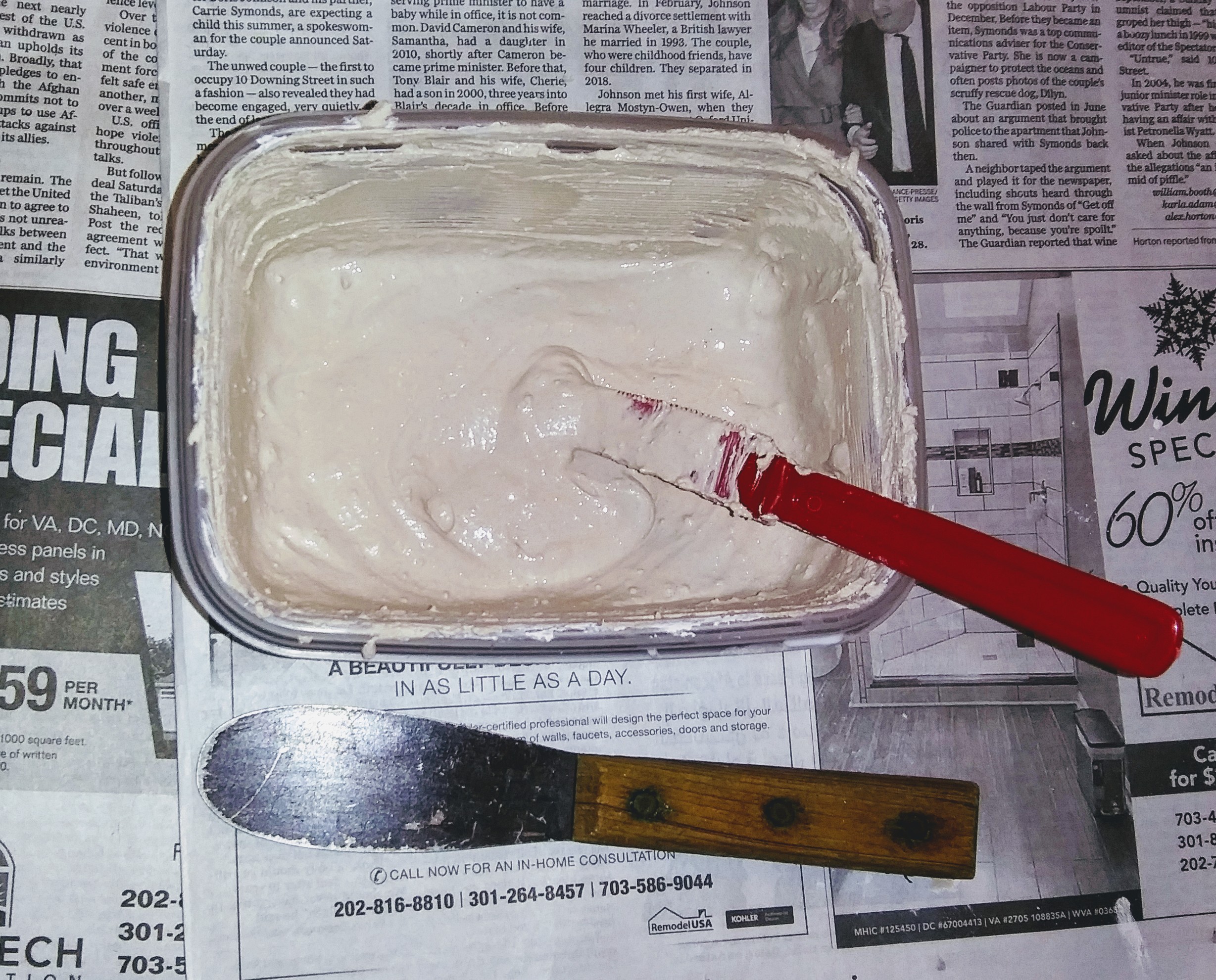 Mixing Plaster of Paris with Water and White Glue