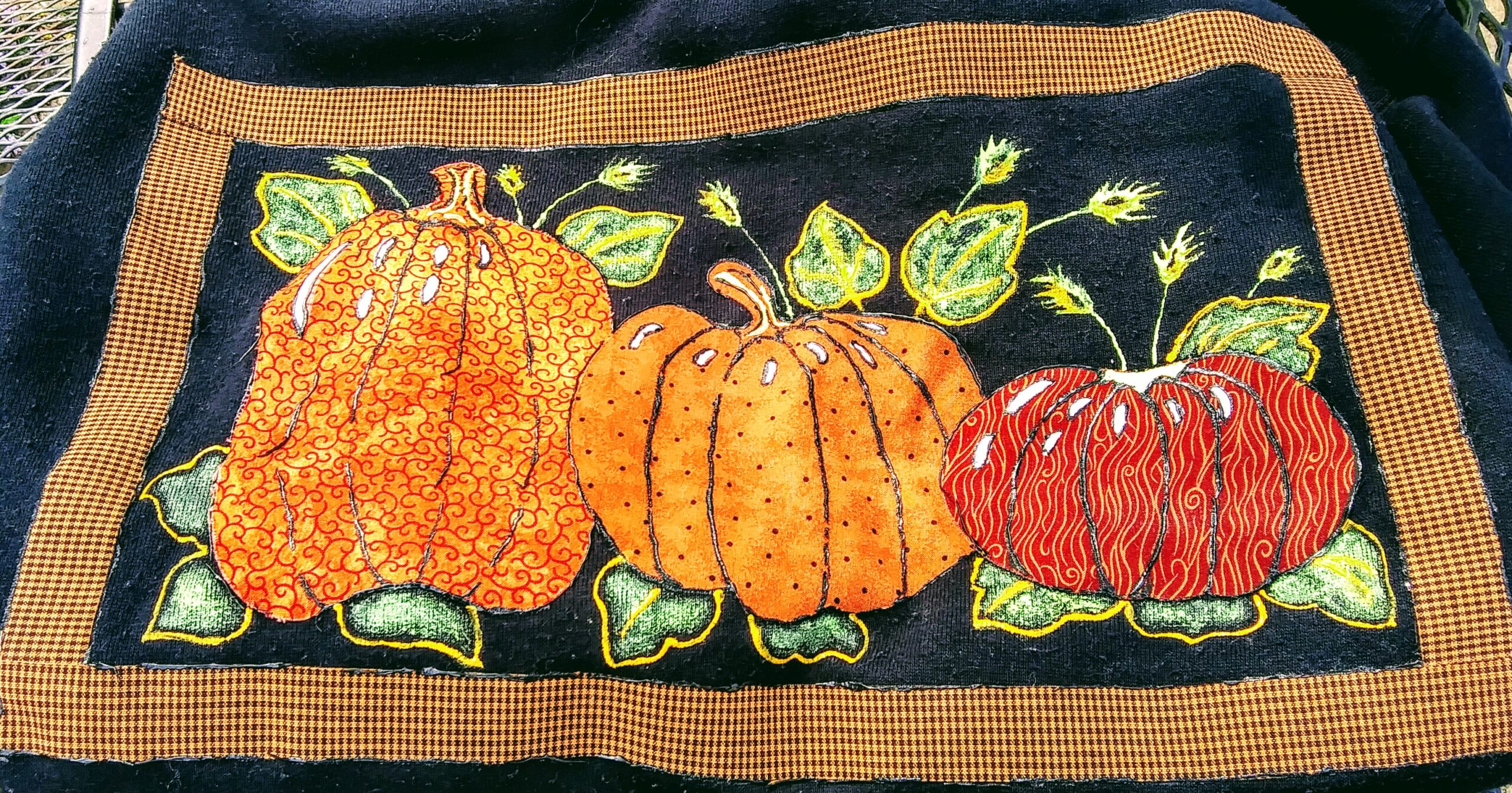 Fabric Applique of Three Pumpkins