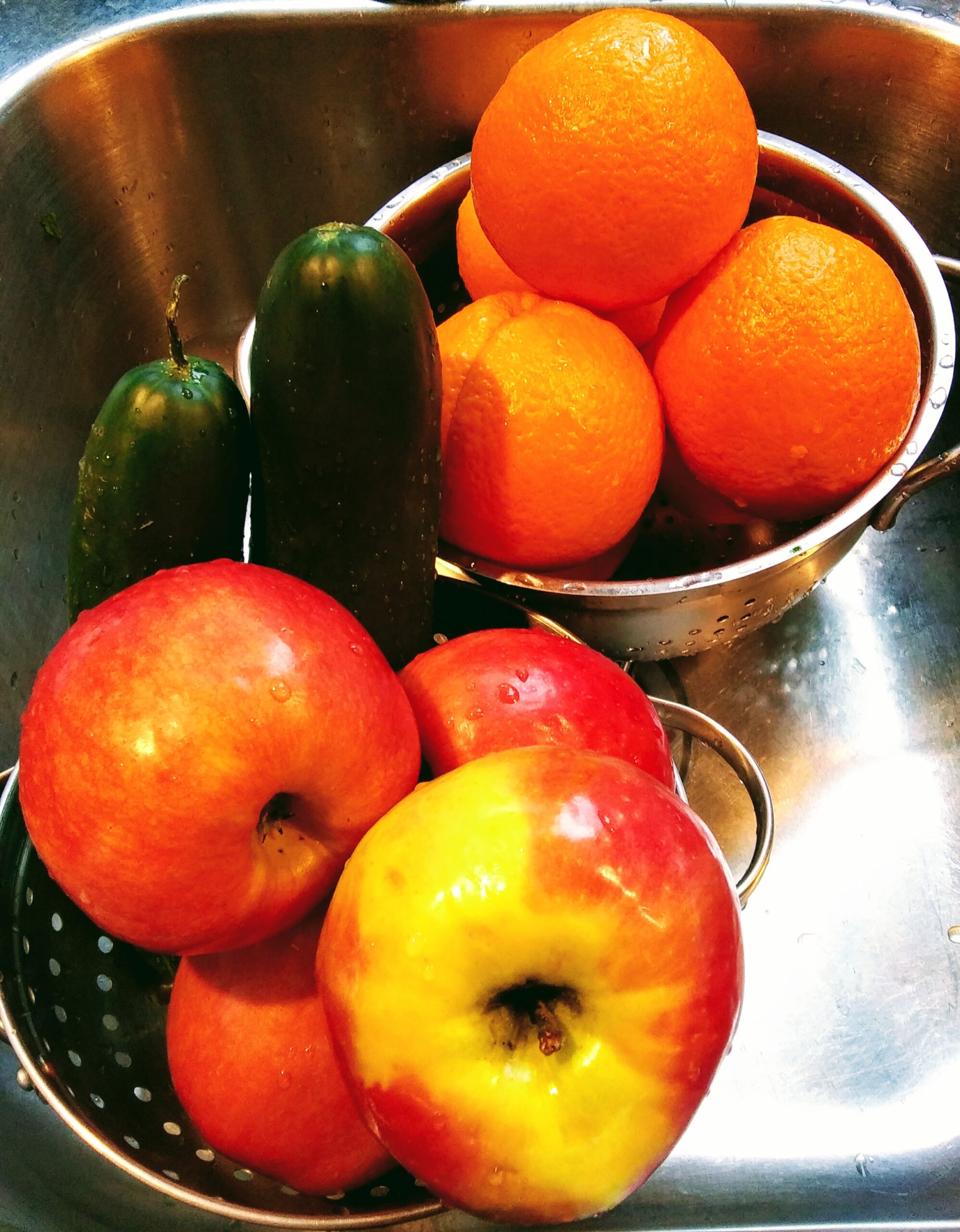 Sink Full of Fresh Fruit and Vegetables