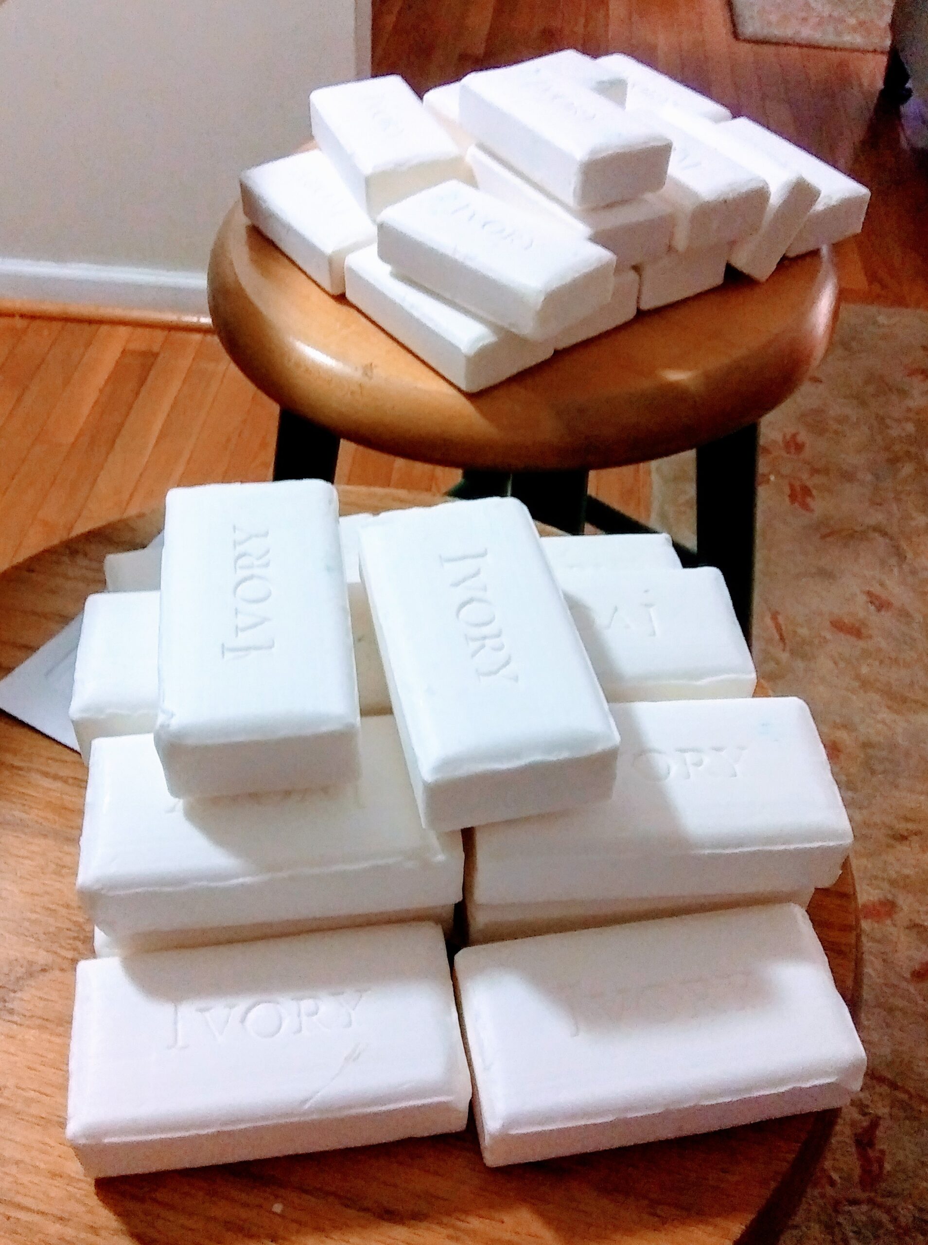 Stacks of White Soap Bars