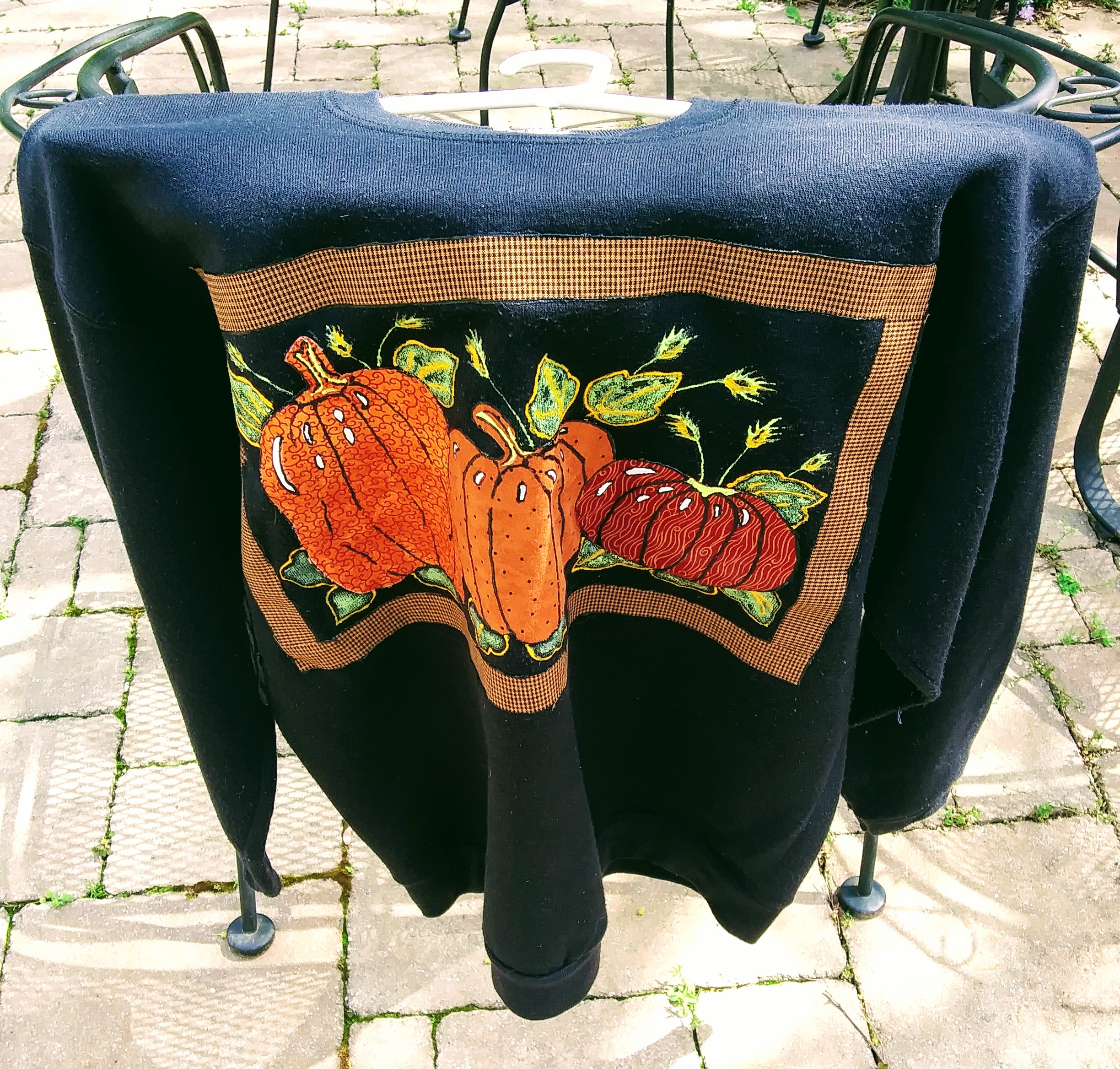 Sweat Shirt with Pumpkin Applique