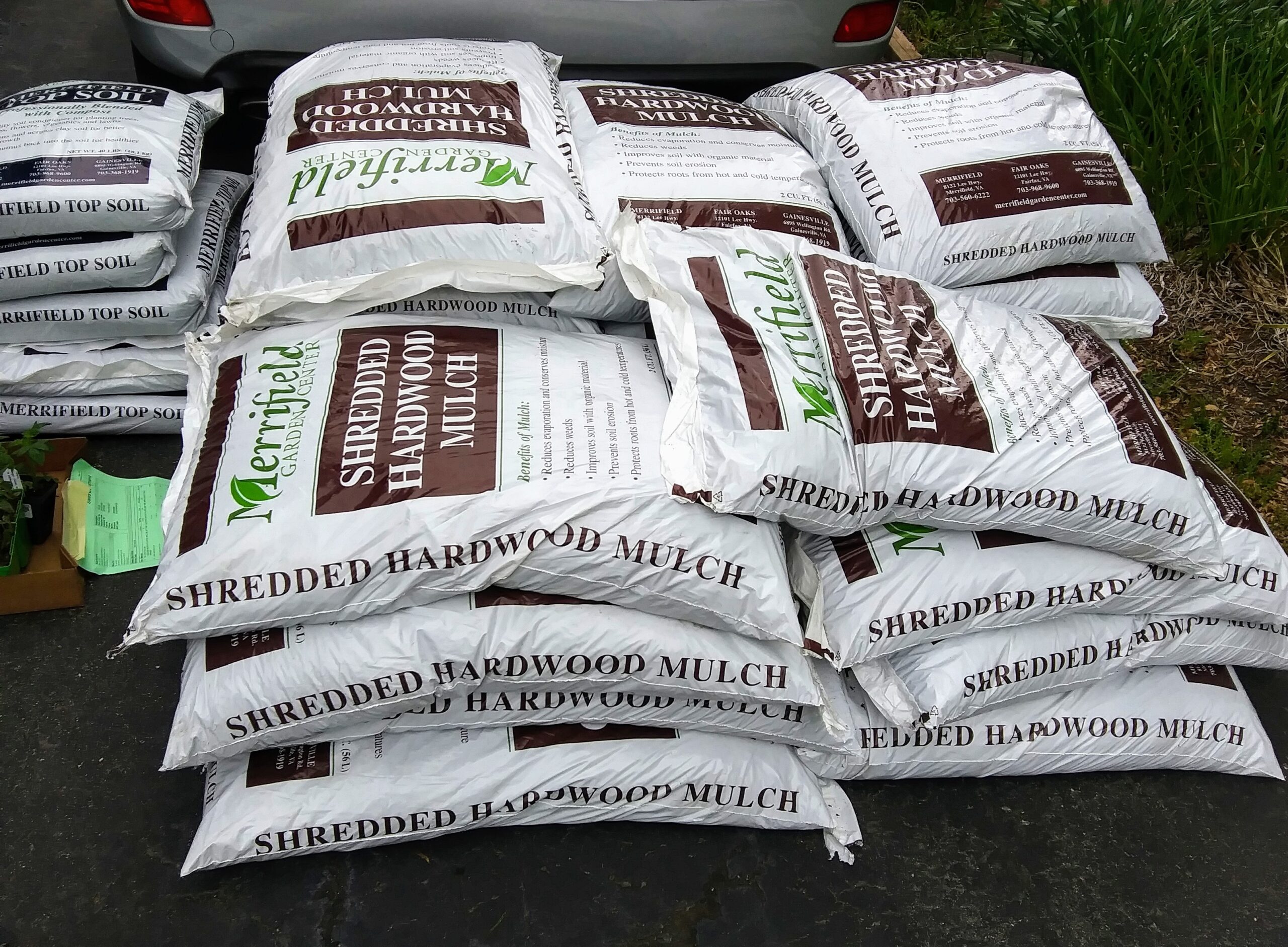 Bags of Mulch and Top Soil