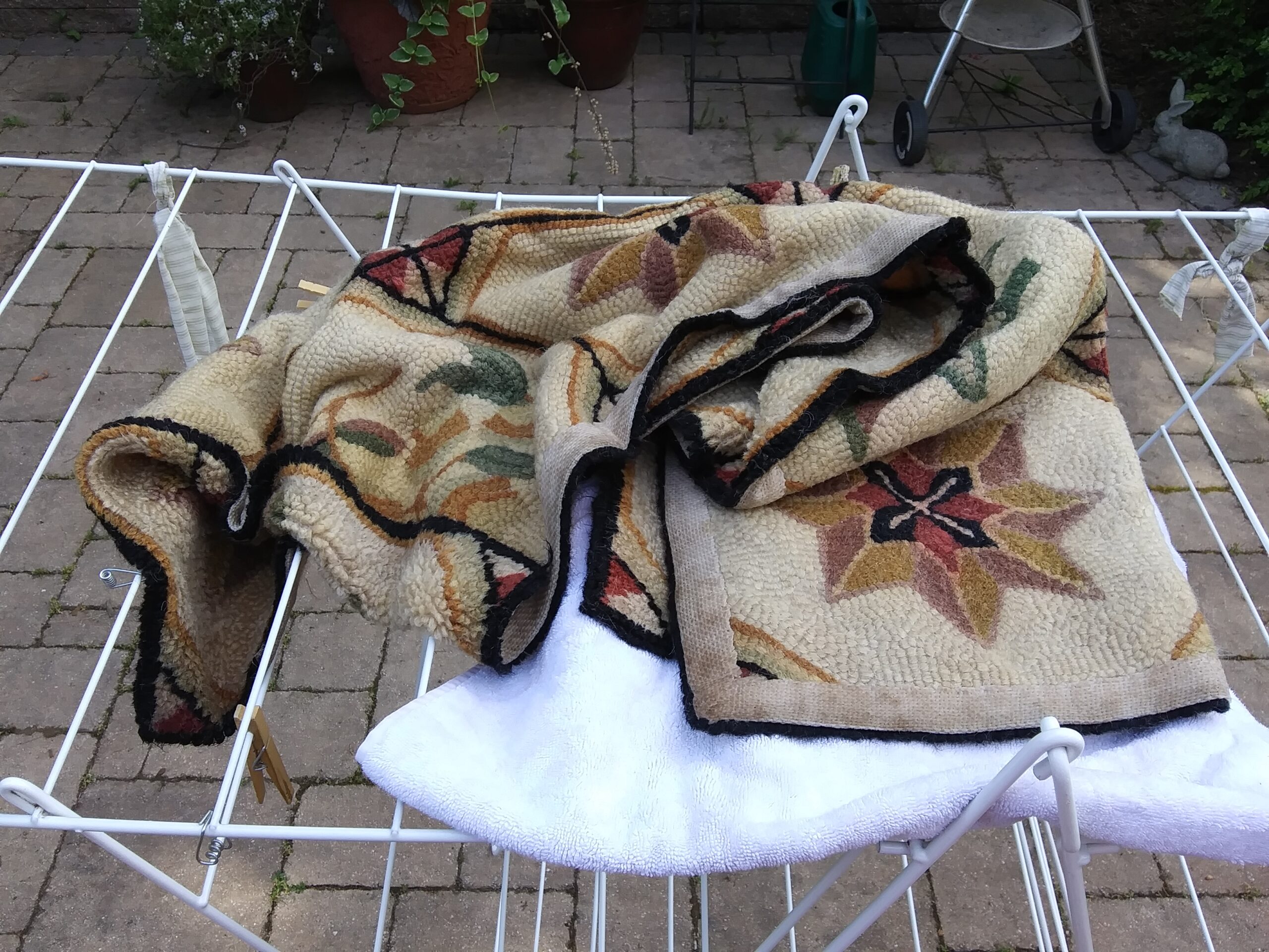 Cleaned Rug on Drying Rack