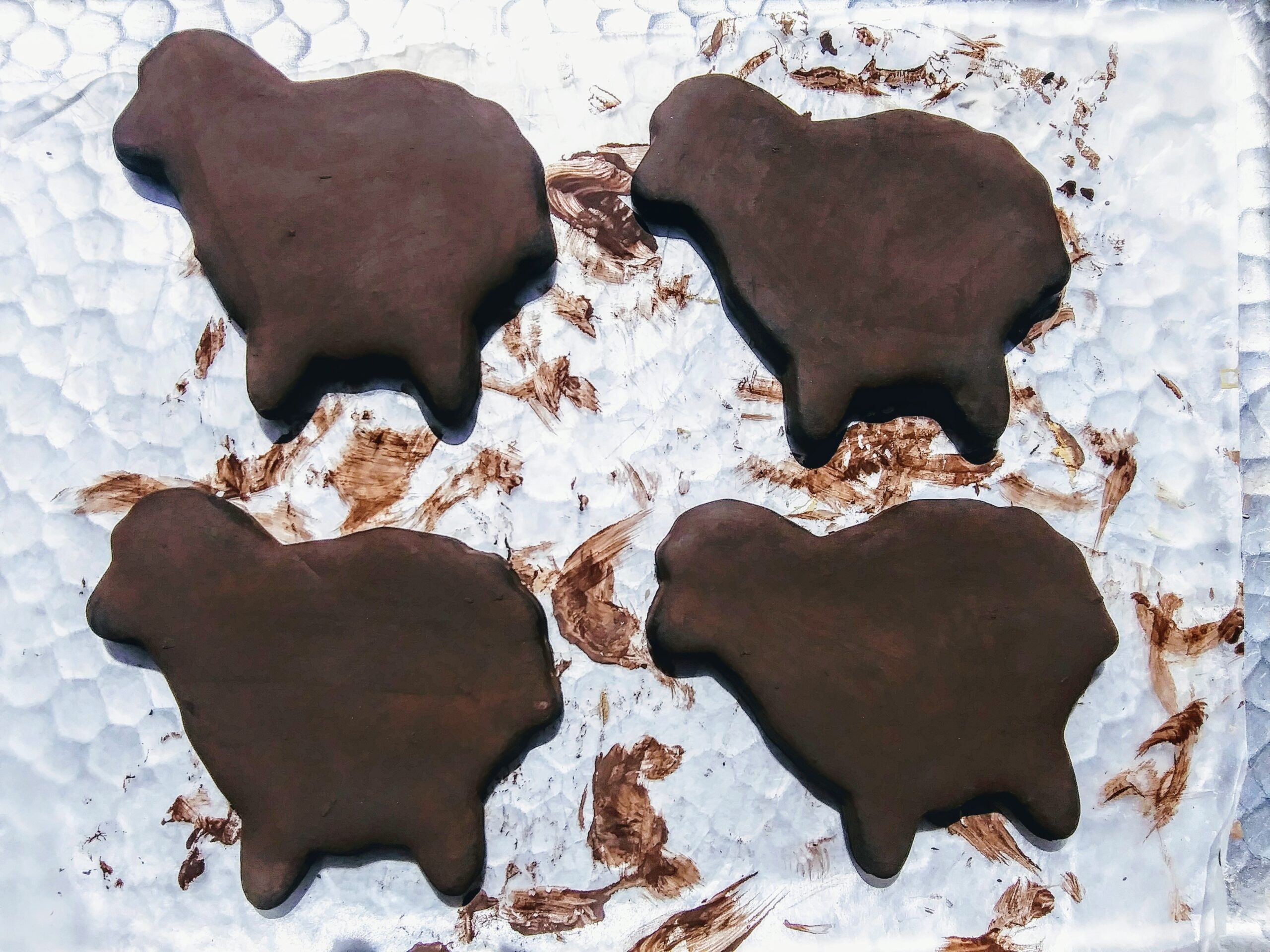 faux Sheep Cookies on Drying Tray