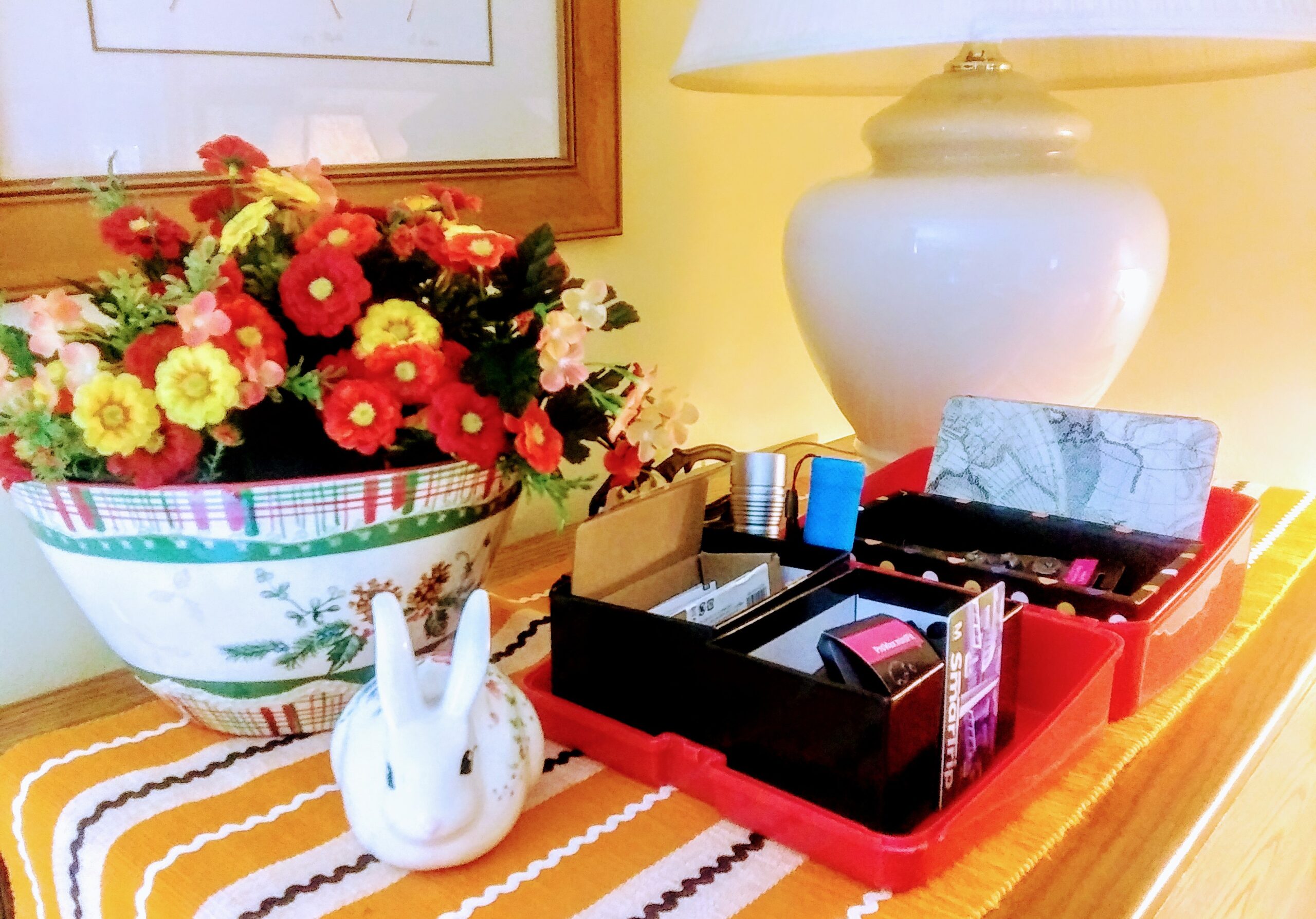 Lunch Box Storage on Bedroom Dresser