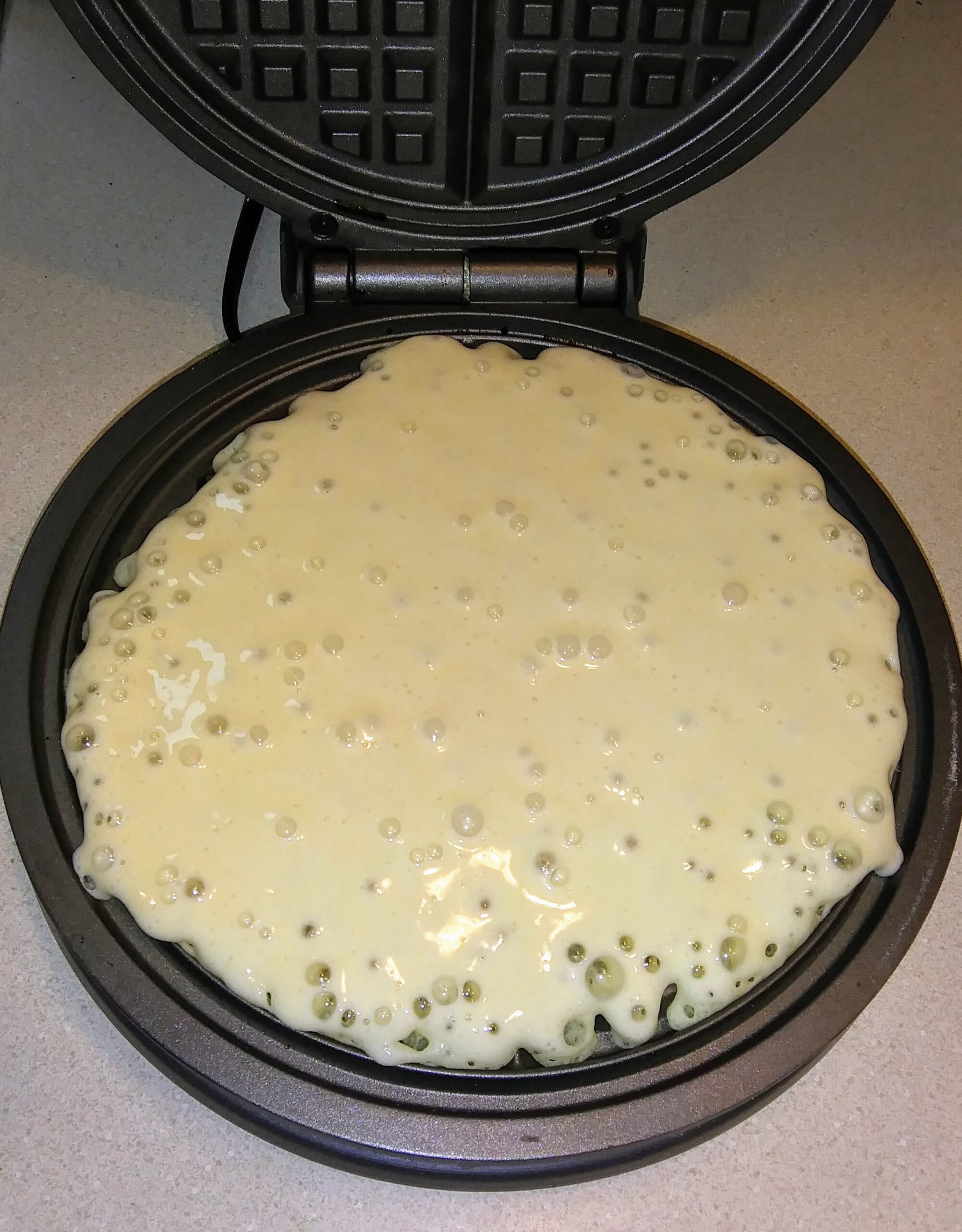 Waffle Mix in Waffle Maker