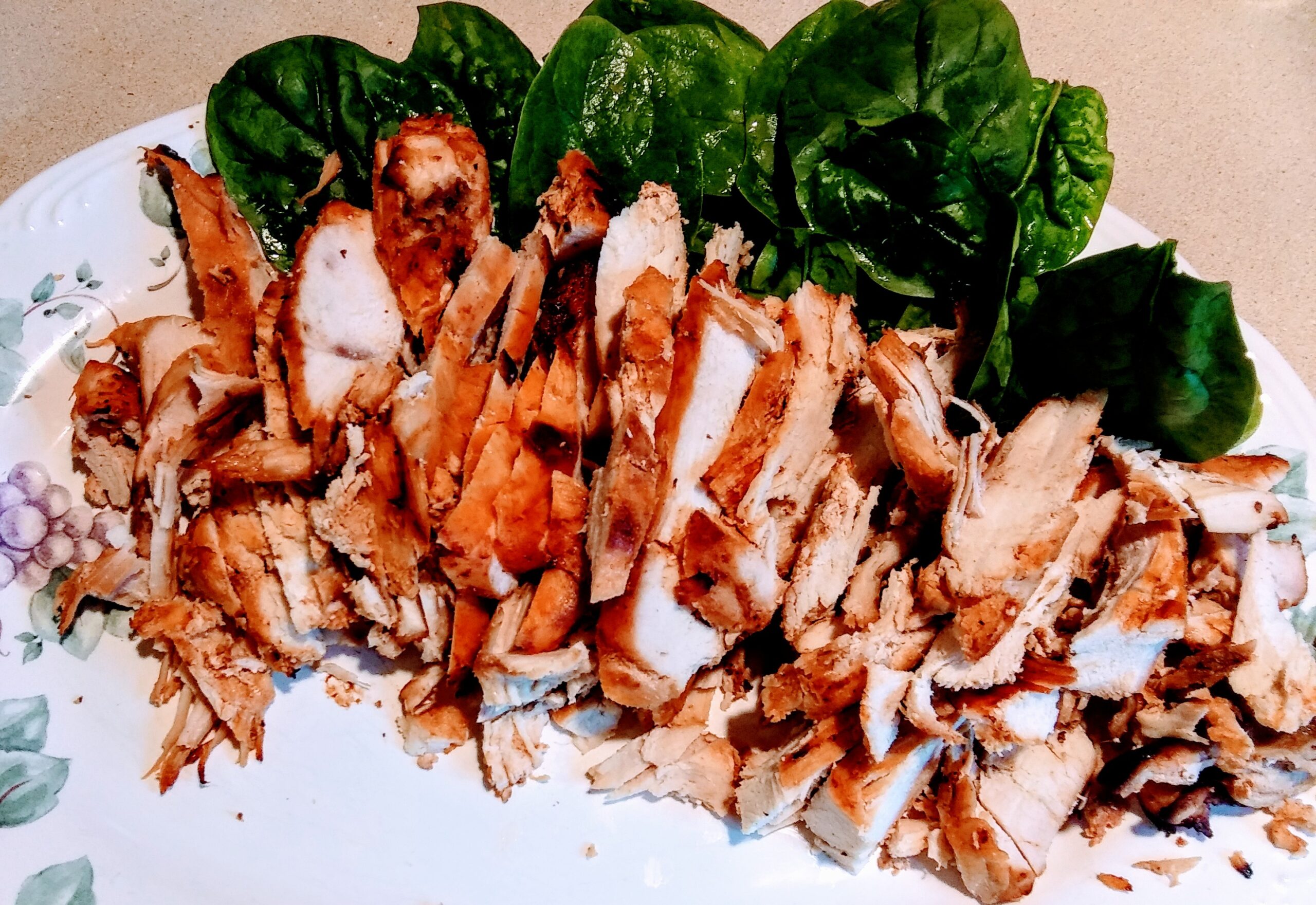 Fresh Spinach and Strips of Chicken