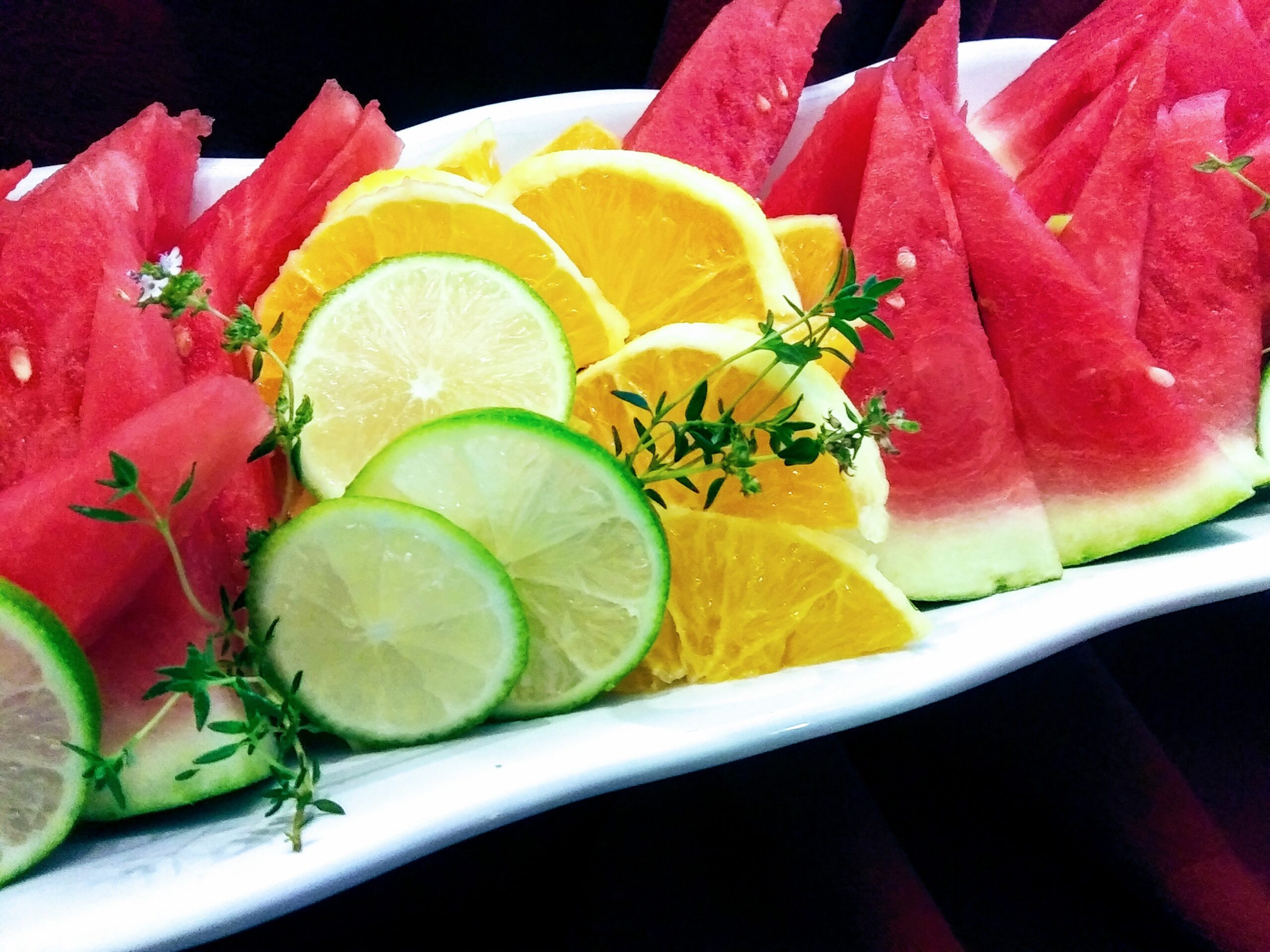 Thin Slices of Watgermelon, Oranges and Limes