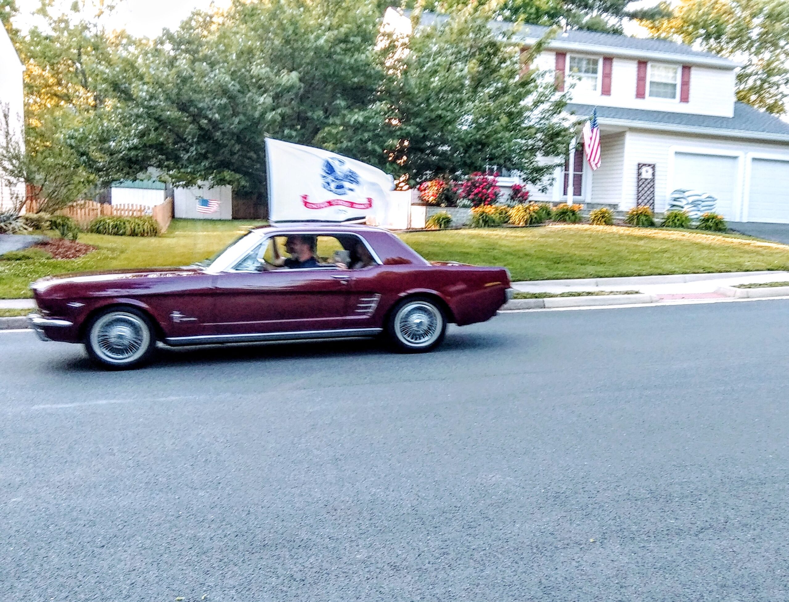 Vintage Car with Flag