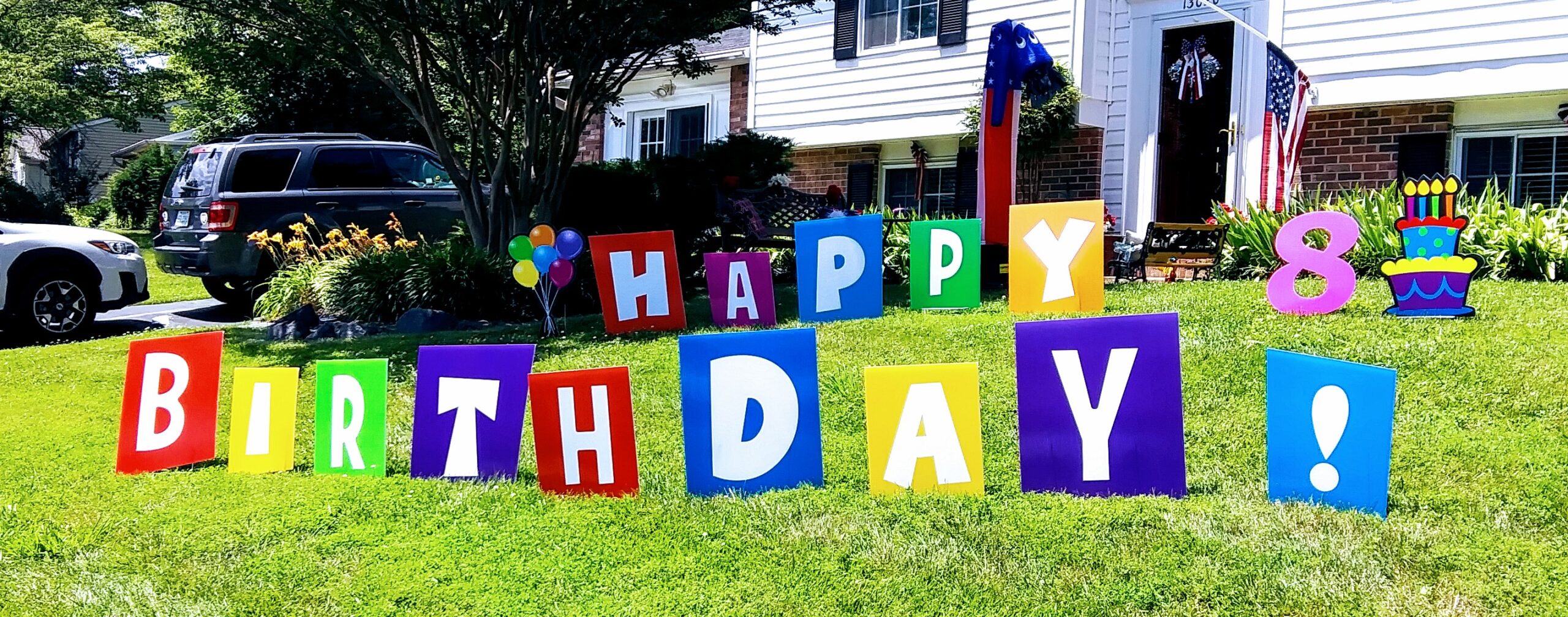 Happy Birthday Sign in Neighborhood