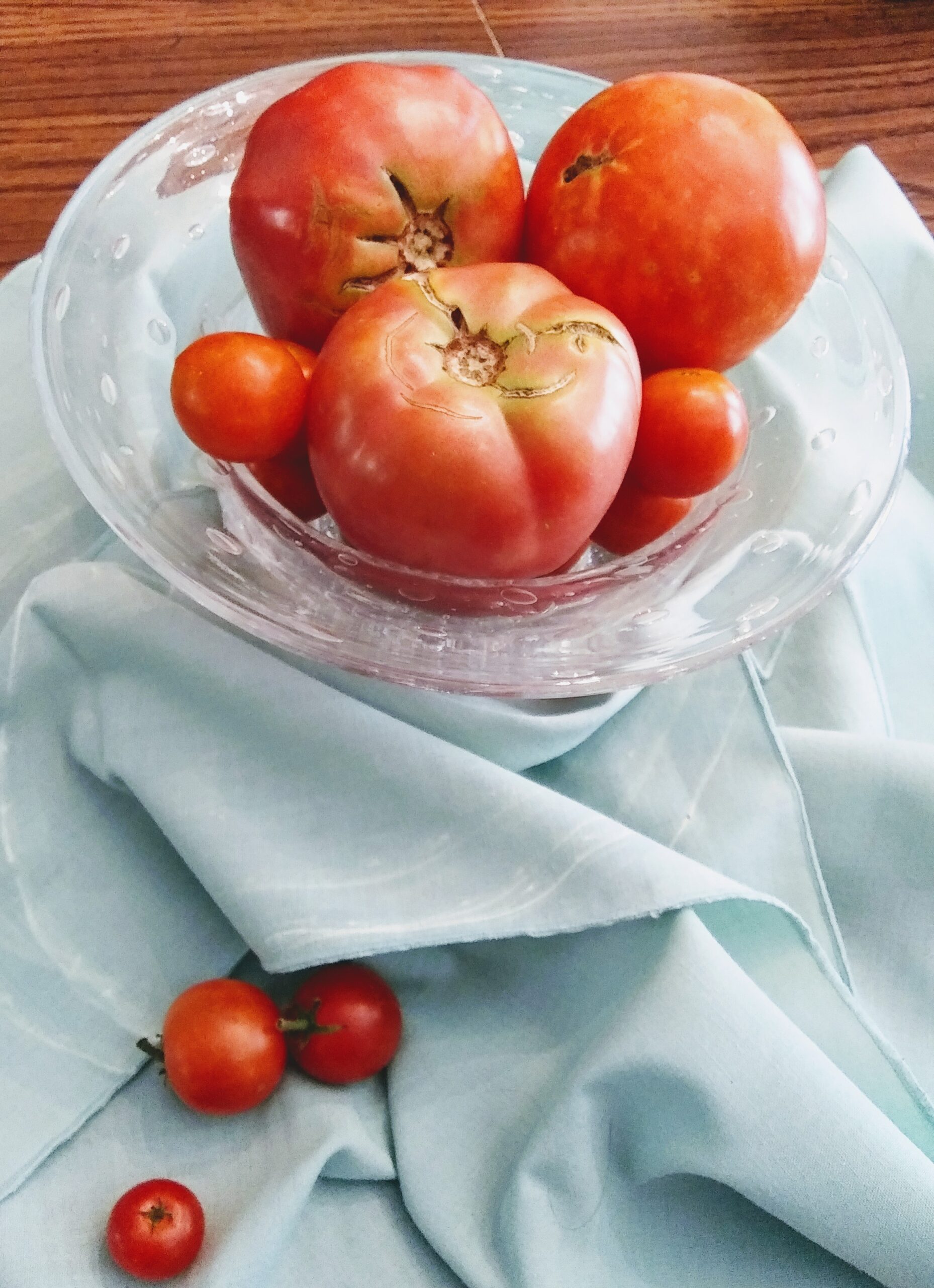 Garden Tomatoes in Glass Bowl