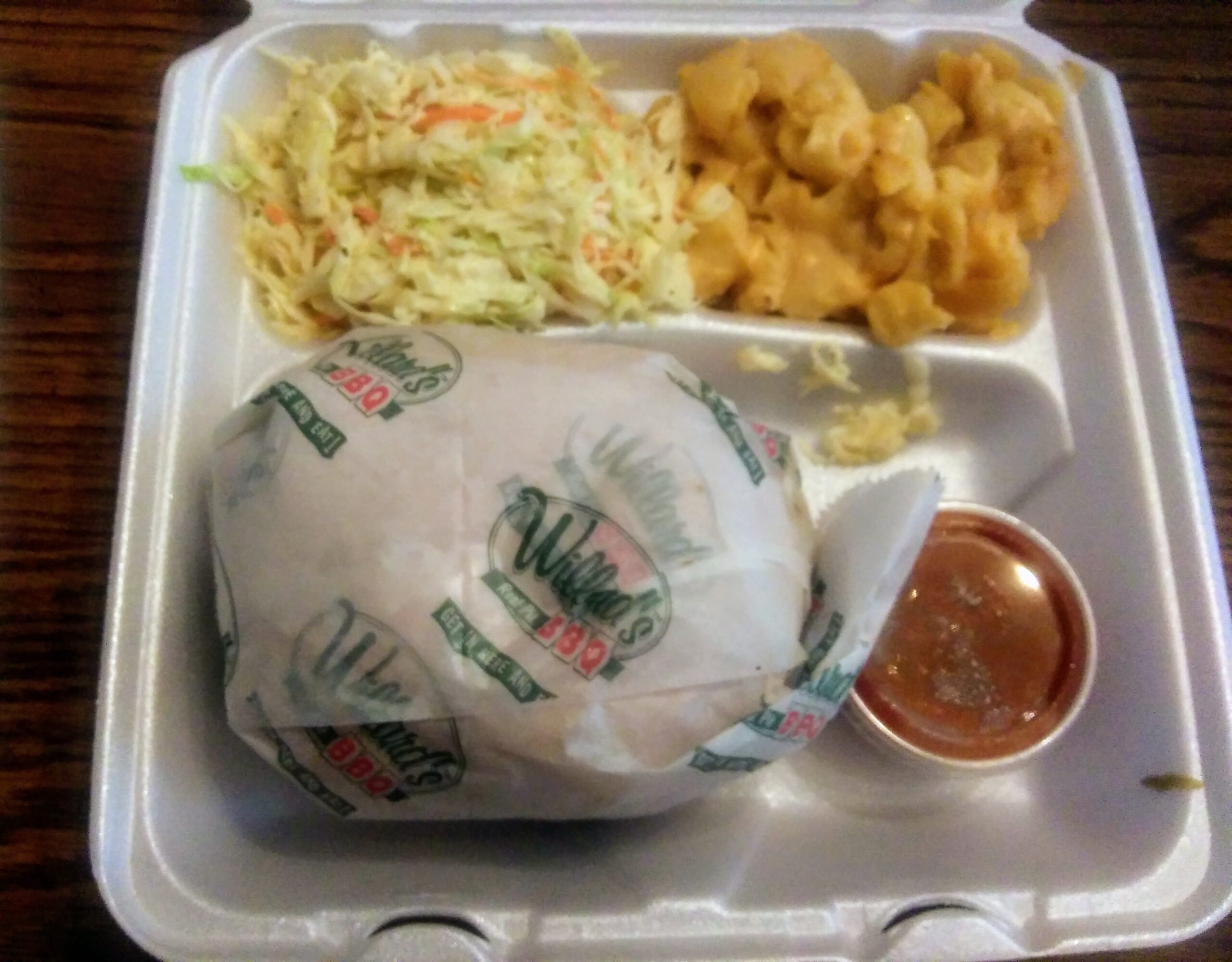 BBQ Sandwhich, Cole Slaw, and Macaroni and Cheese