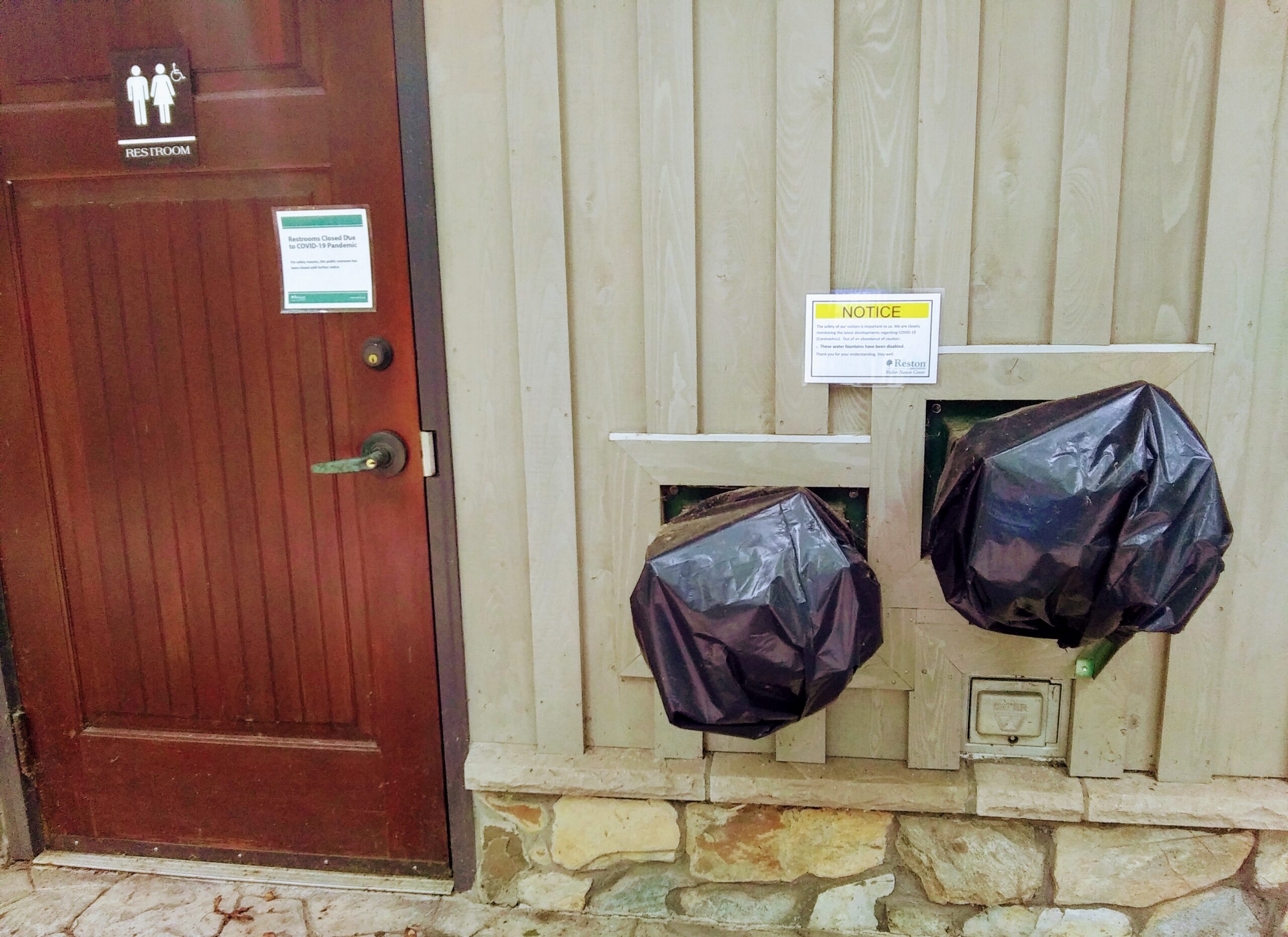 Closed Bathroom and Drinking Fountain