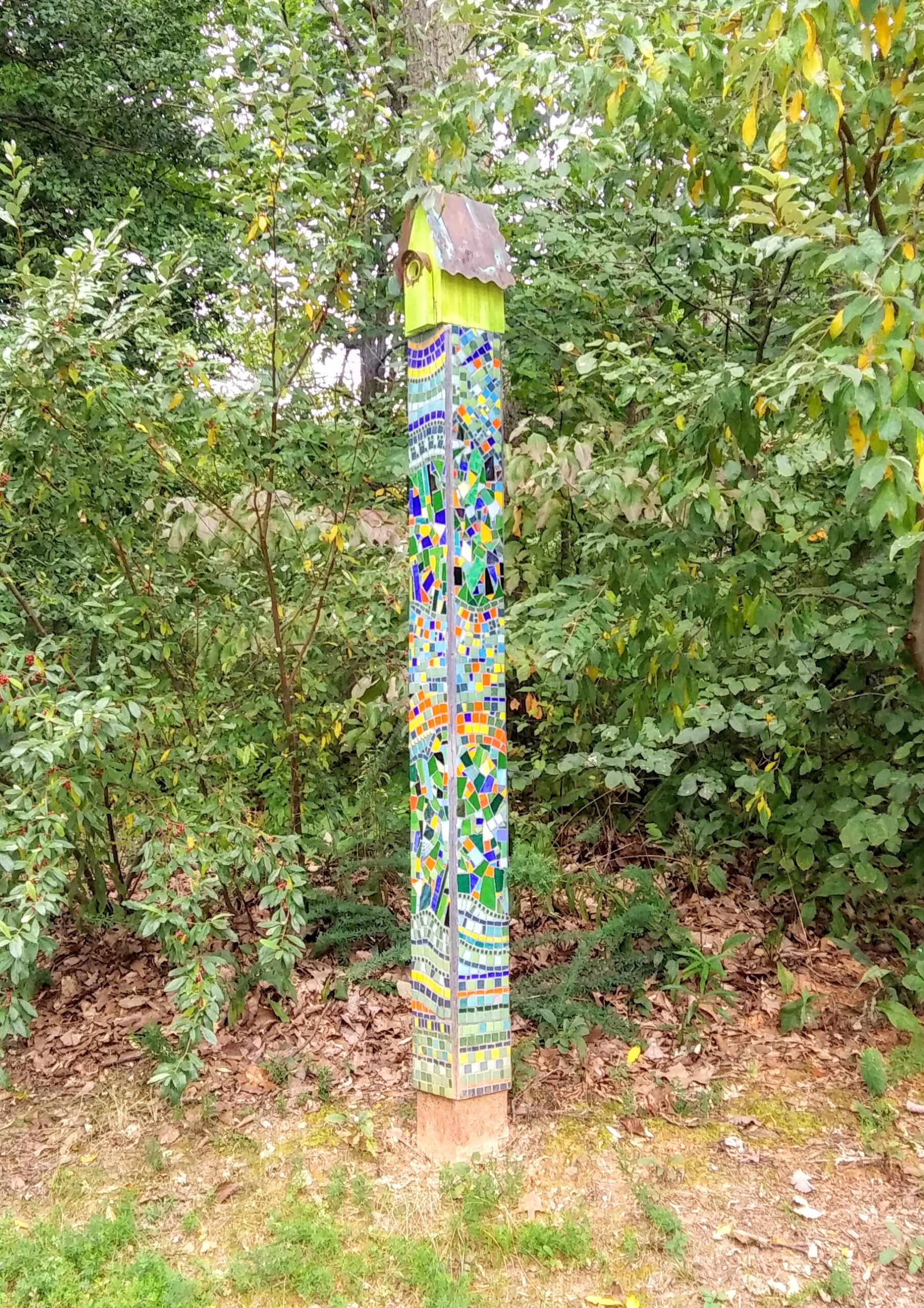 Close Up of Mosaic Birdhouse