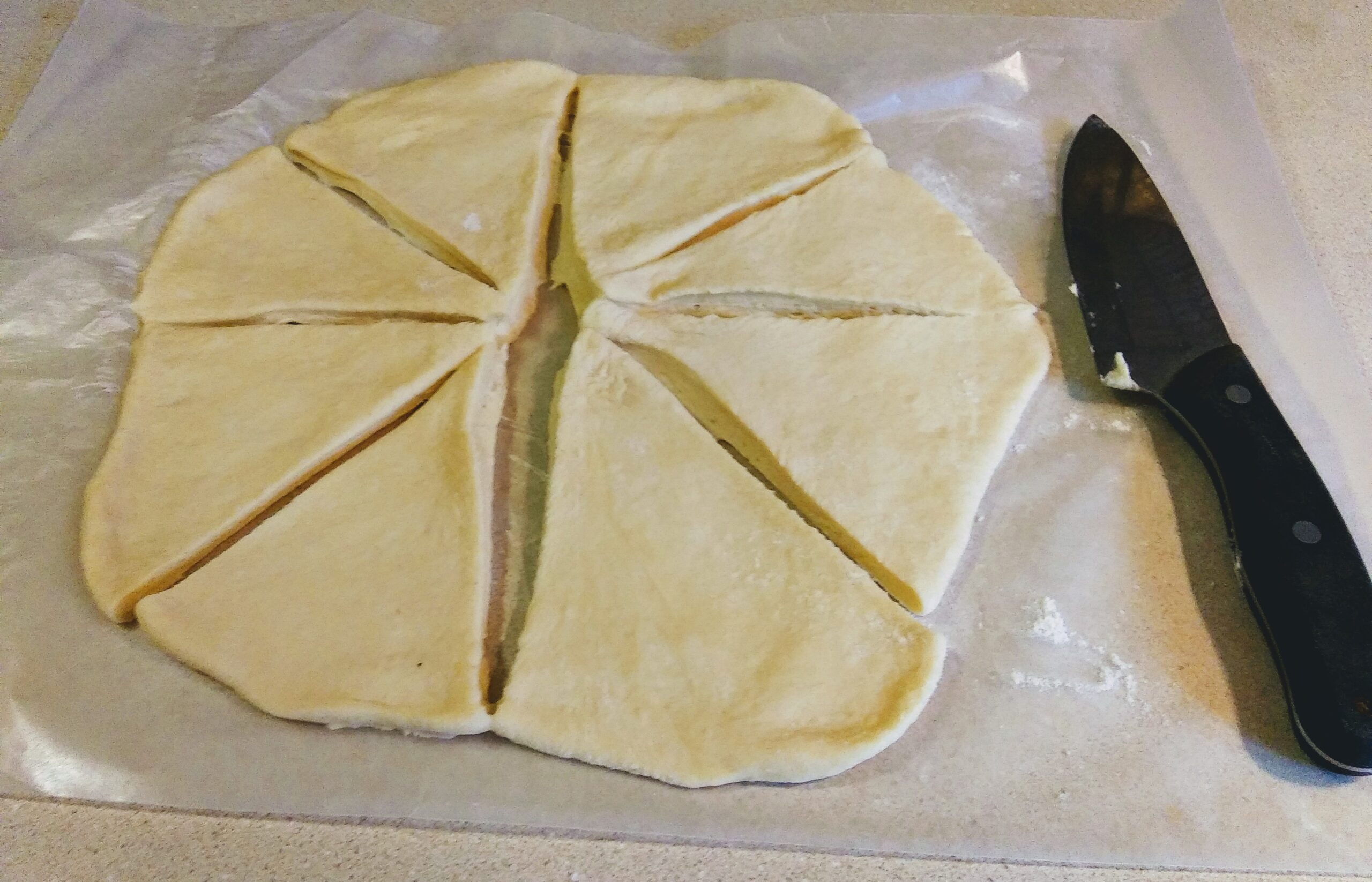 Dough Cut into Eight Wedges