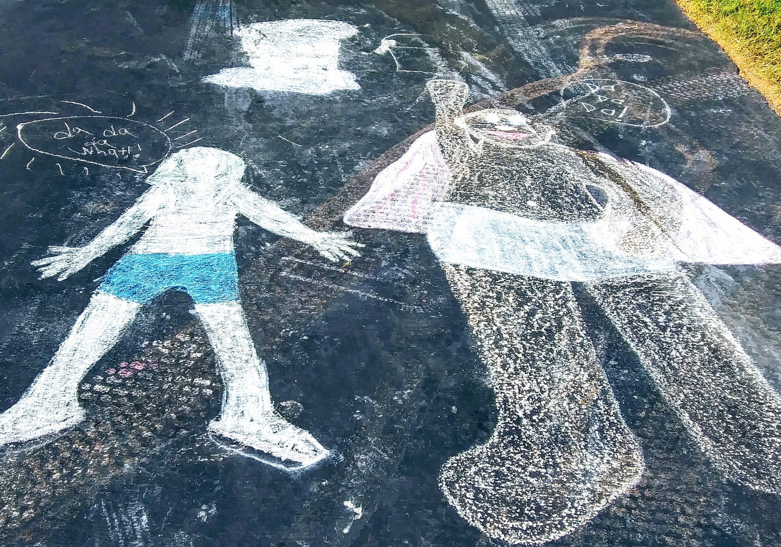 Chalk Figures on Driveway