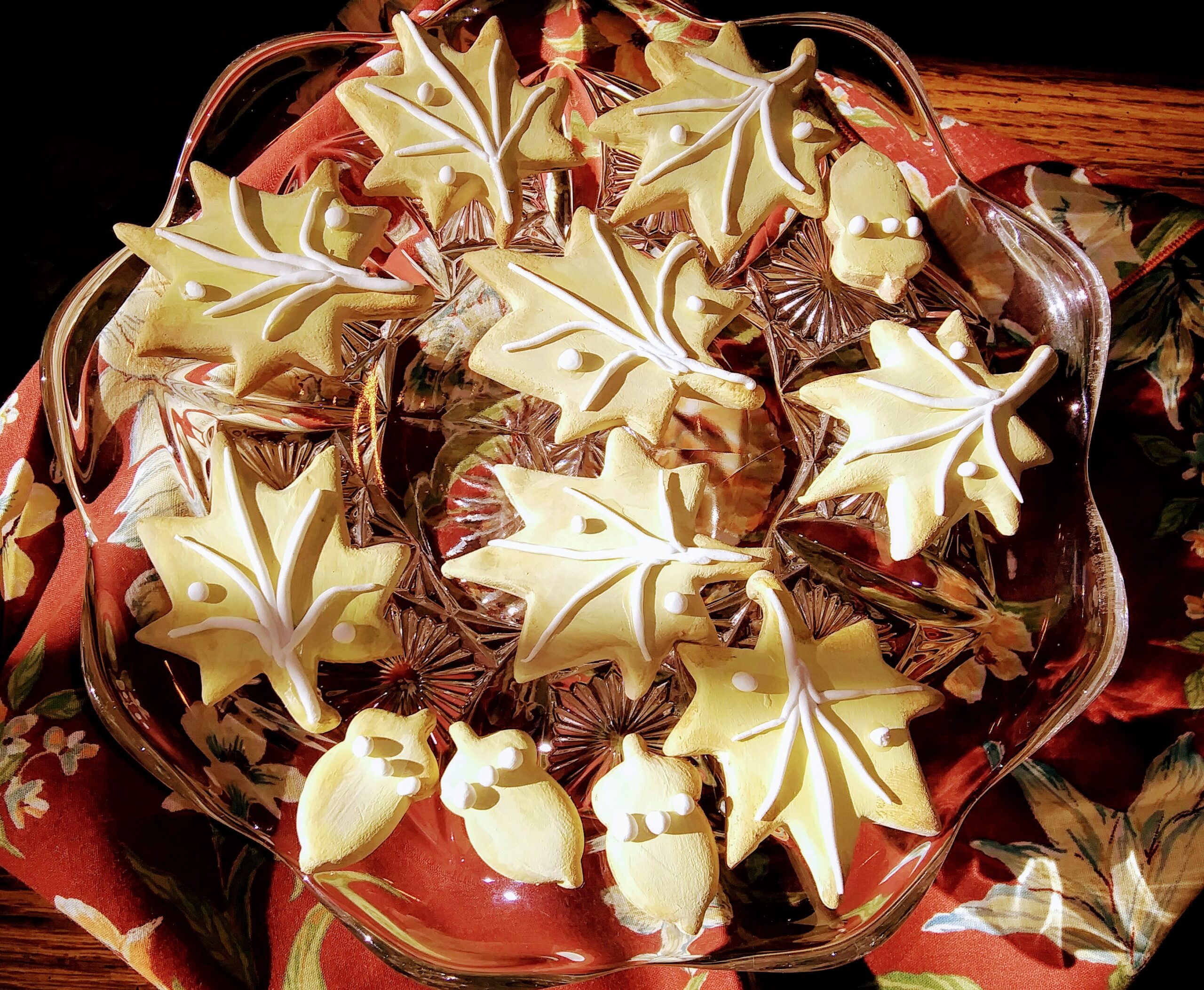 Faux Leaf Cookies on Serving Dish