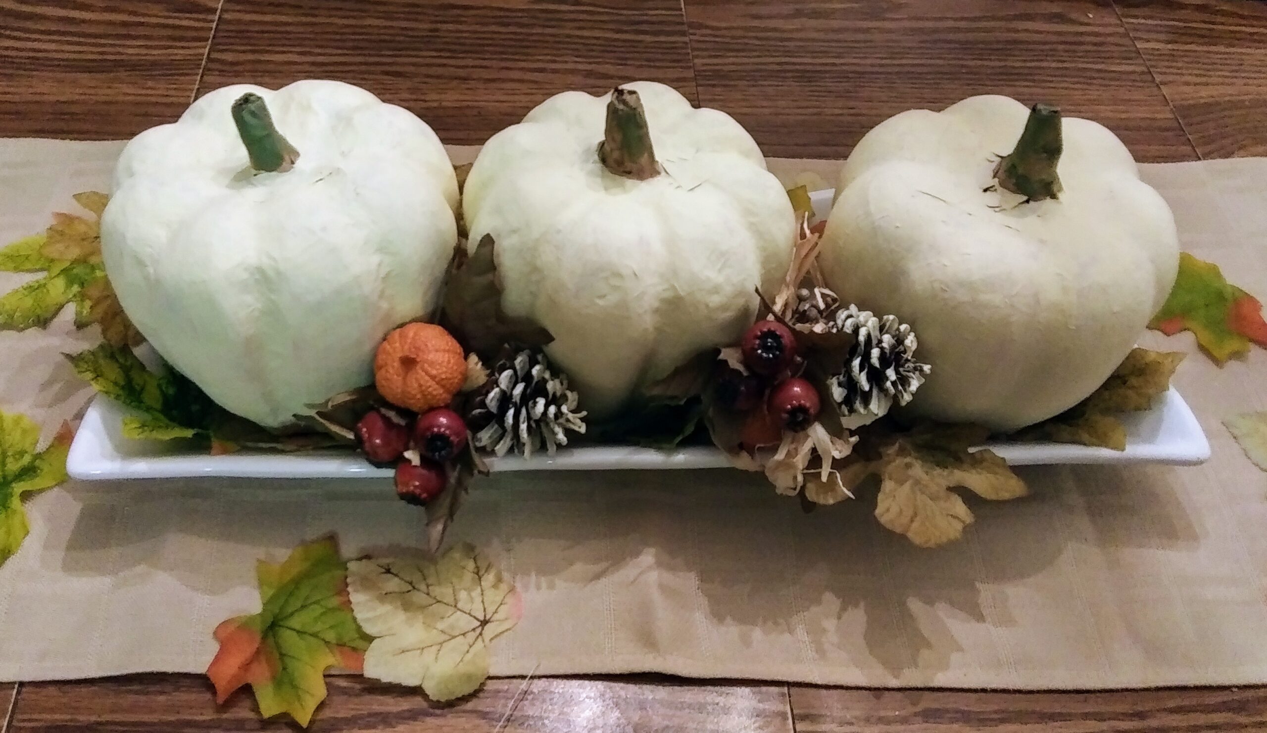 Refinished White Pumpkin Centerpiece