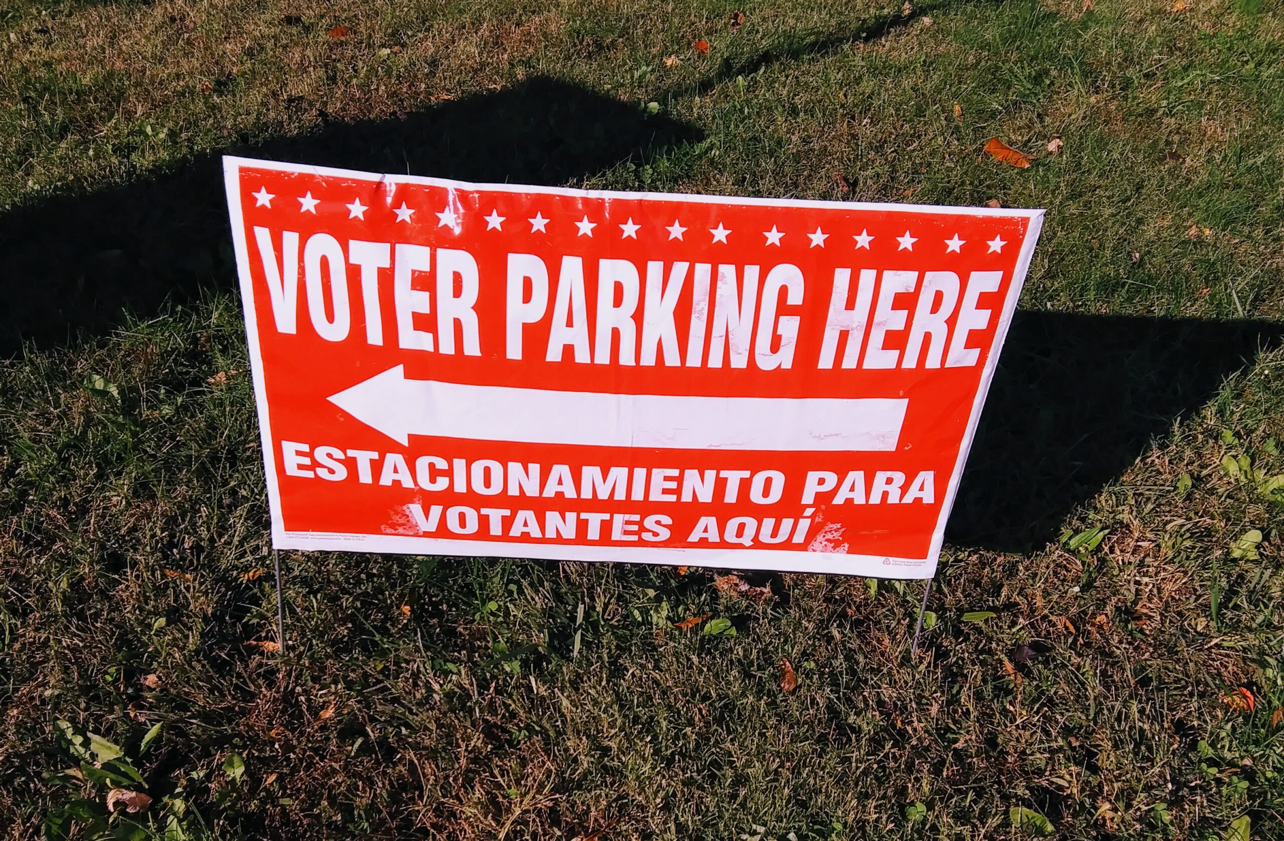 Red Voter Parking Here Sign