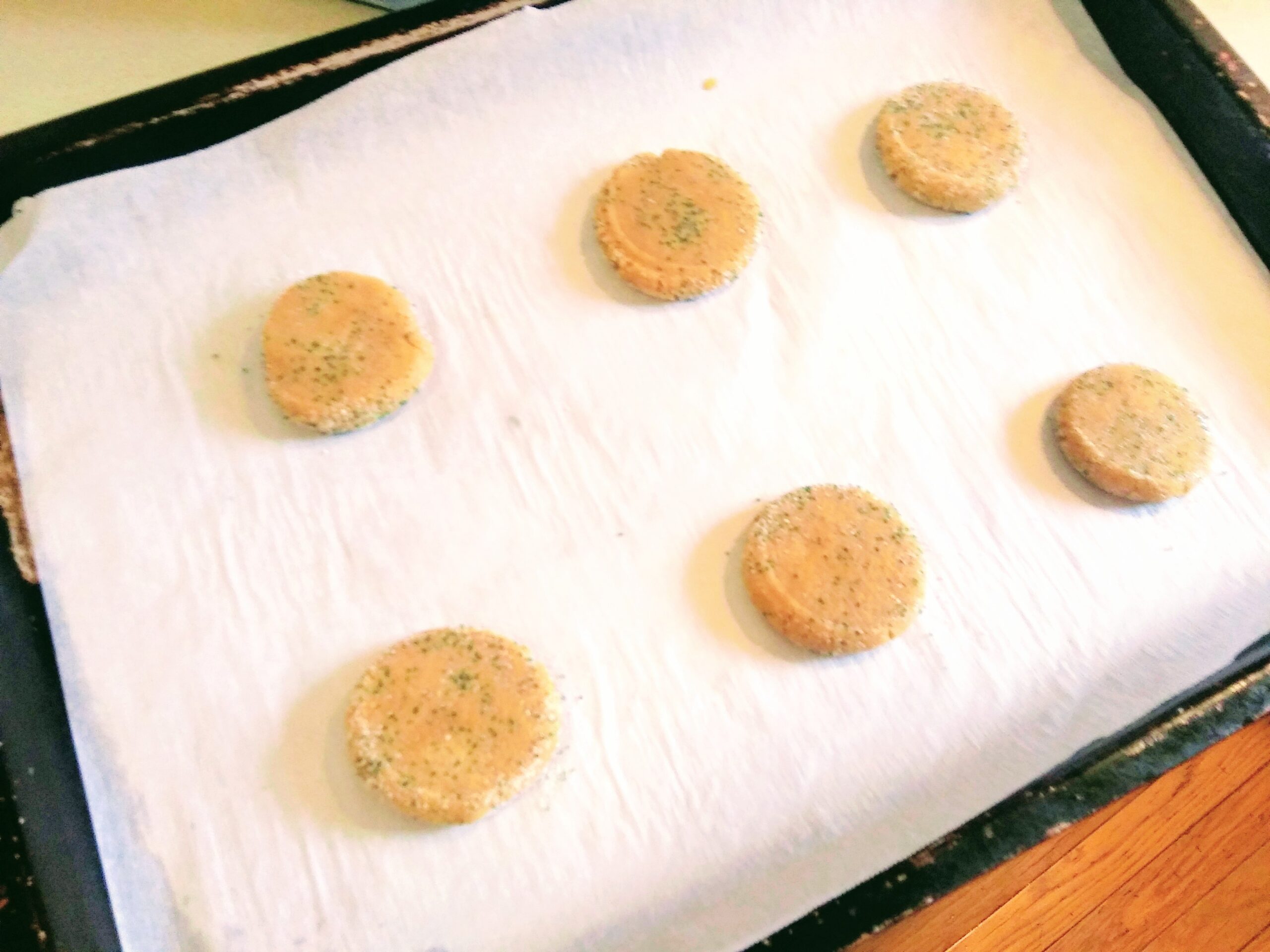 Flatened Cookies Ready for the Oven