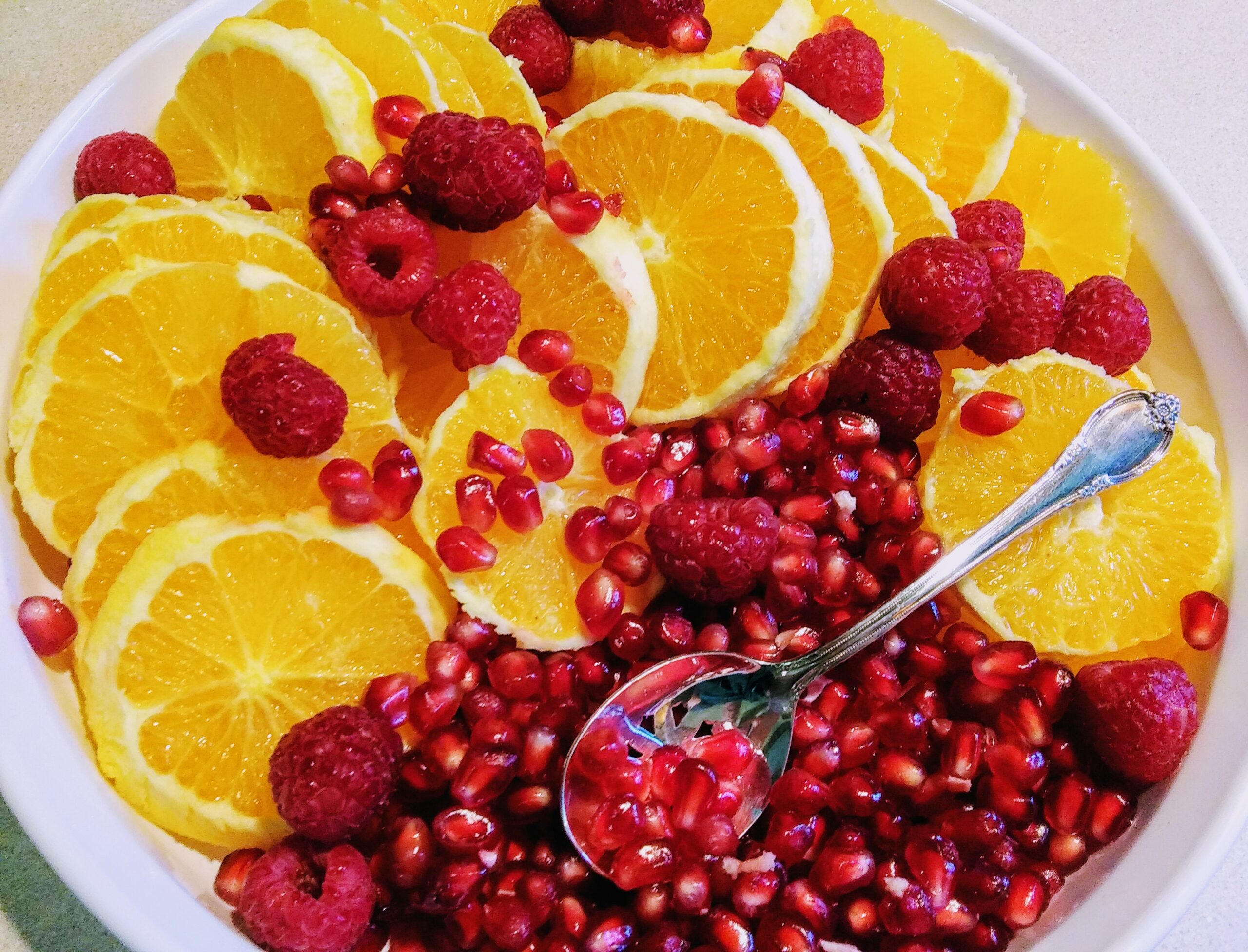 Orange Slices, Raspberries and Pomegranate Arils