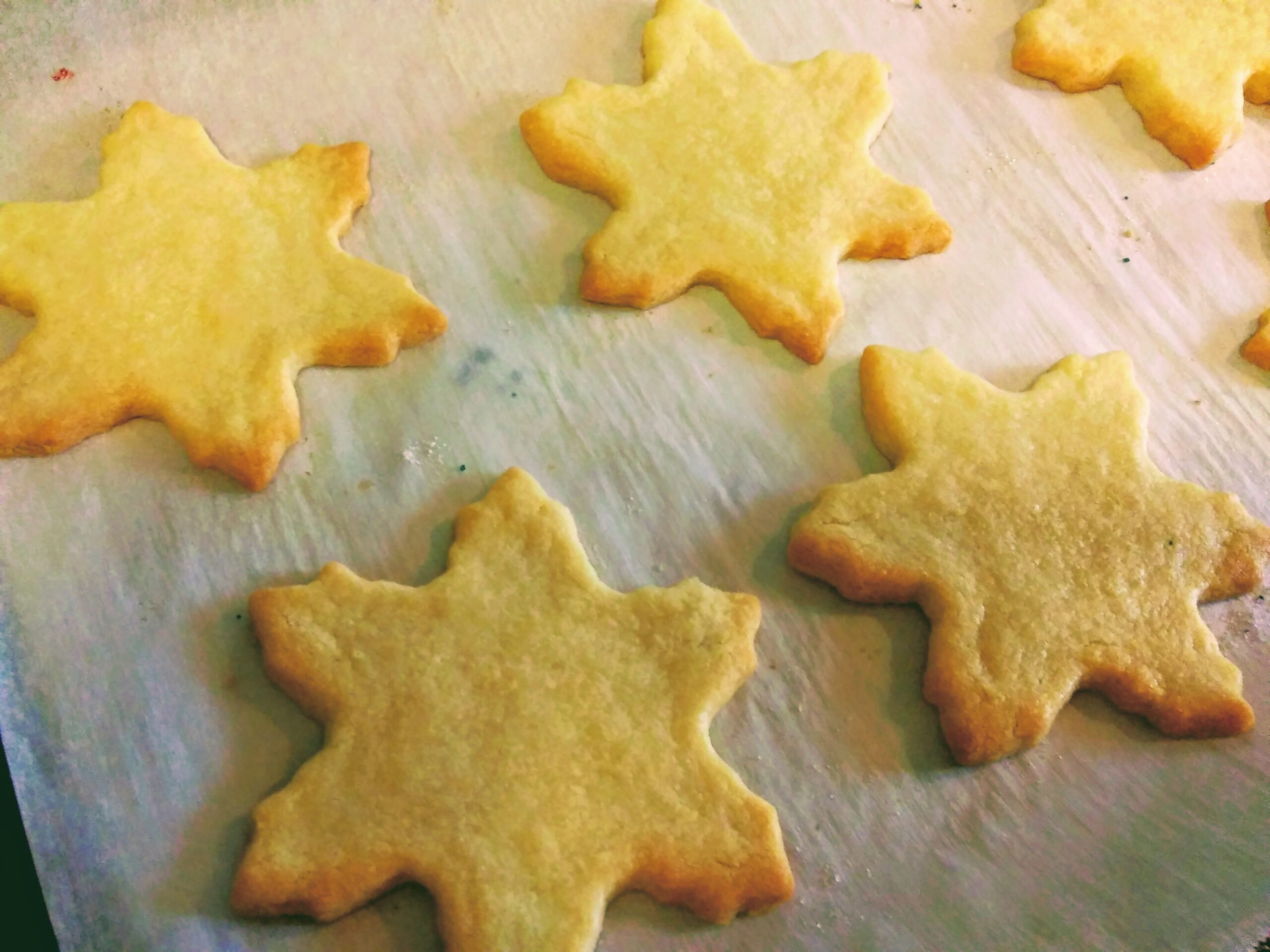 Snowflake Sugar Cookies on Baking Tray