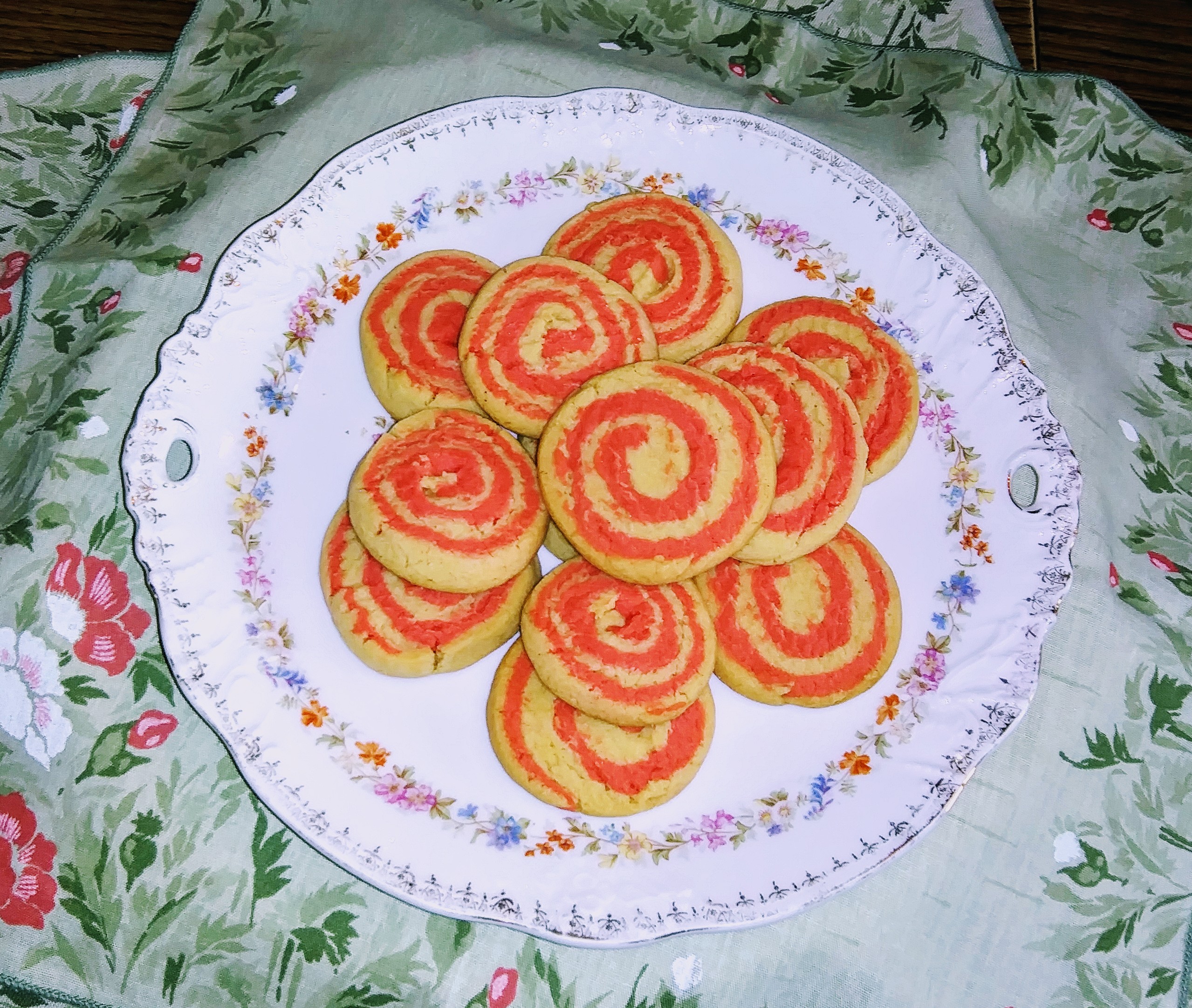 Plate of Pink Pinwheel Cookies