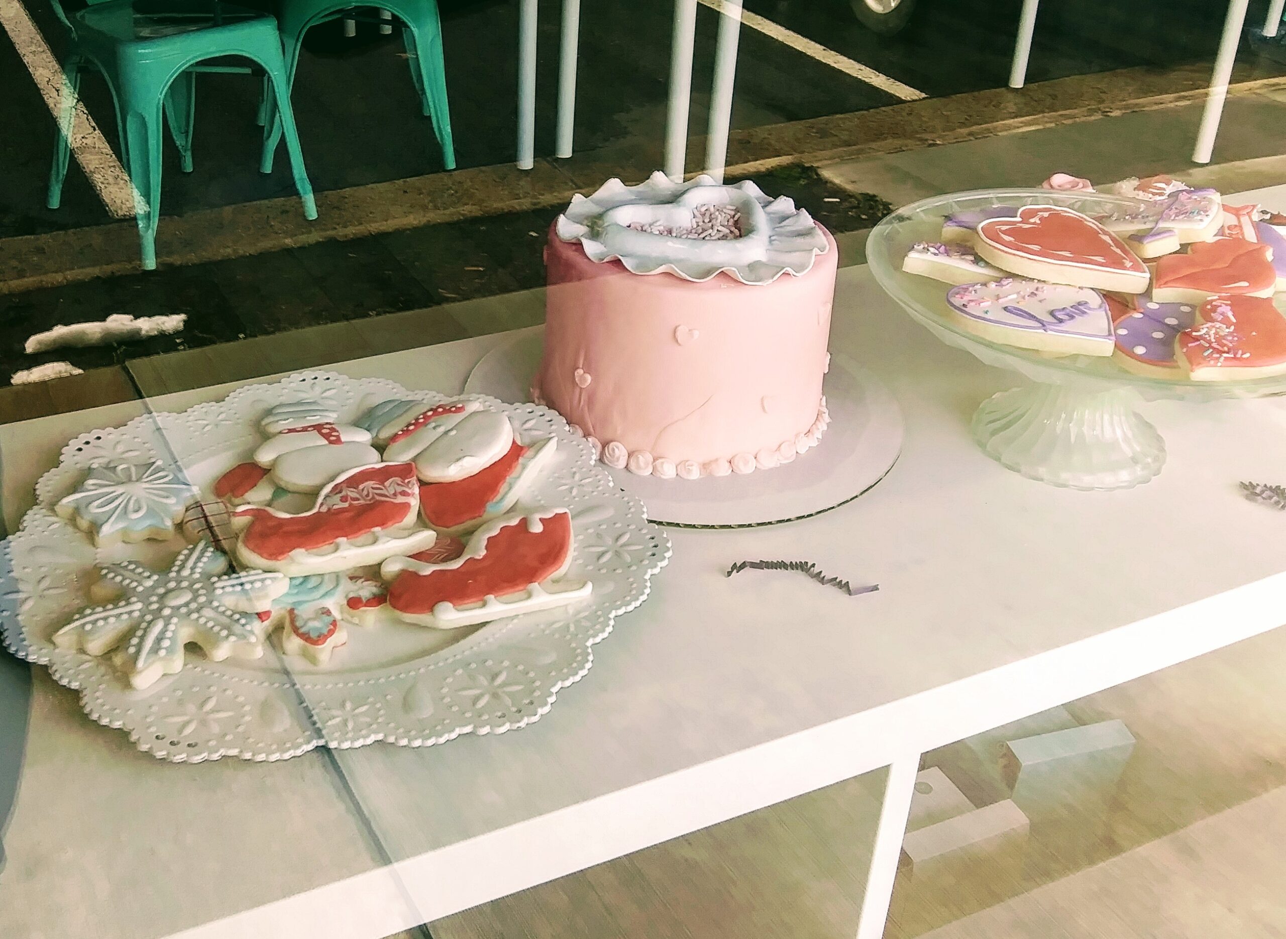 Cake, Cupcakes and Cookies in Cake Time's Store Window