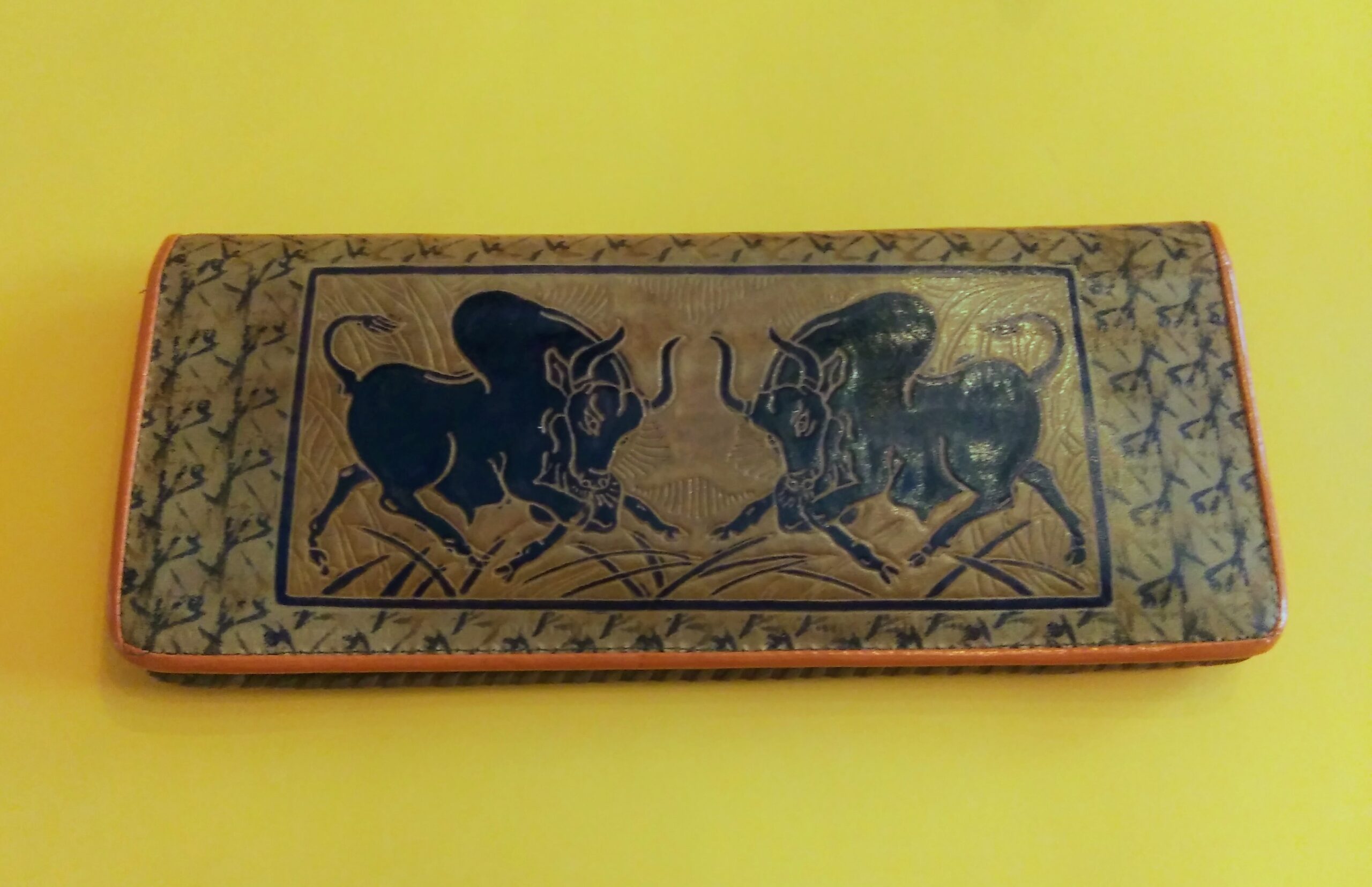 Clutch Bag from India with Twin Bull Design