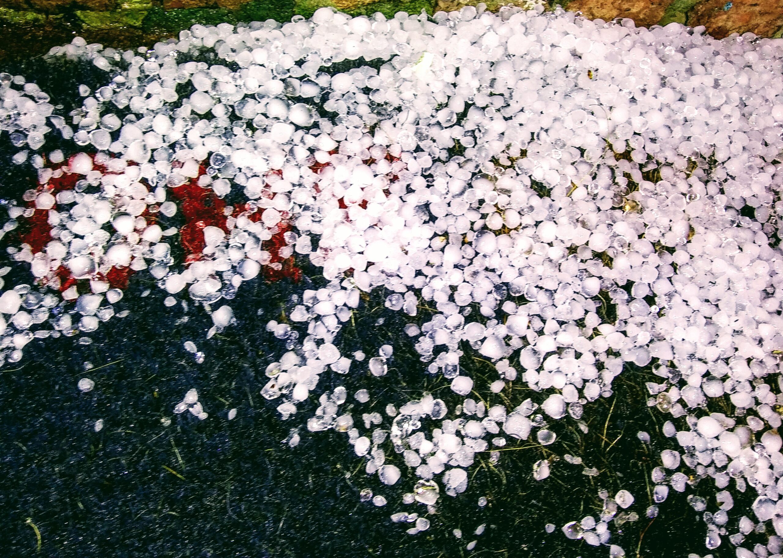 Melting Hail Stones on Welcome Mat